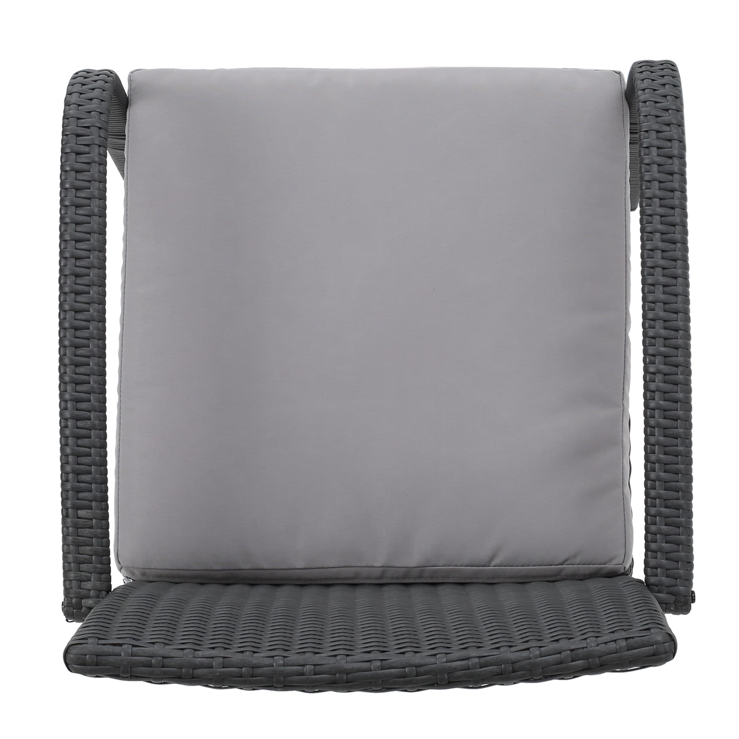 Gray Wicker Outdoor Dining Chair Set with Cushions
