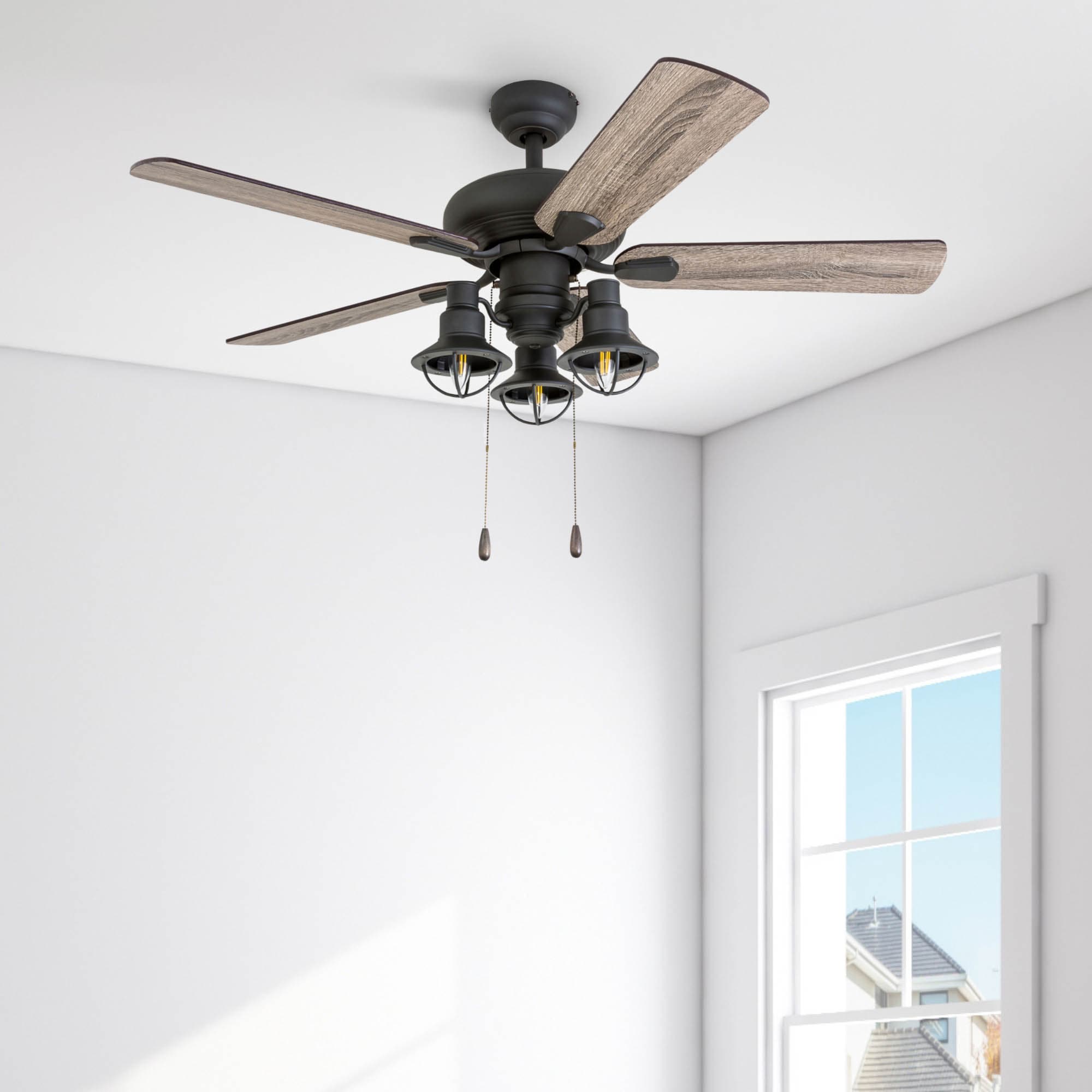 Prominence Home 50652-26 Kolby 42-in Downrod or Flush Mount Aged Bronze with Barnwood/Tumbleweed Blades Ceiling Fan With Light ( 5 -Blade )