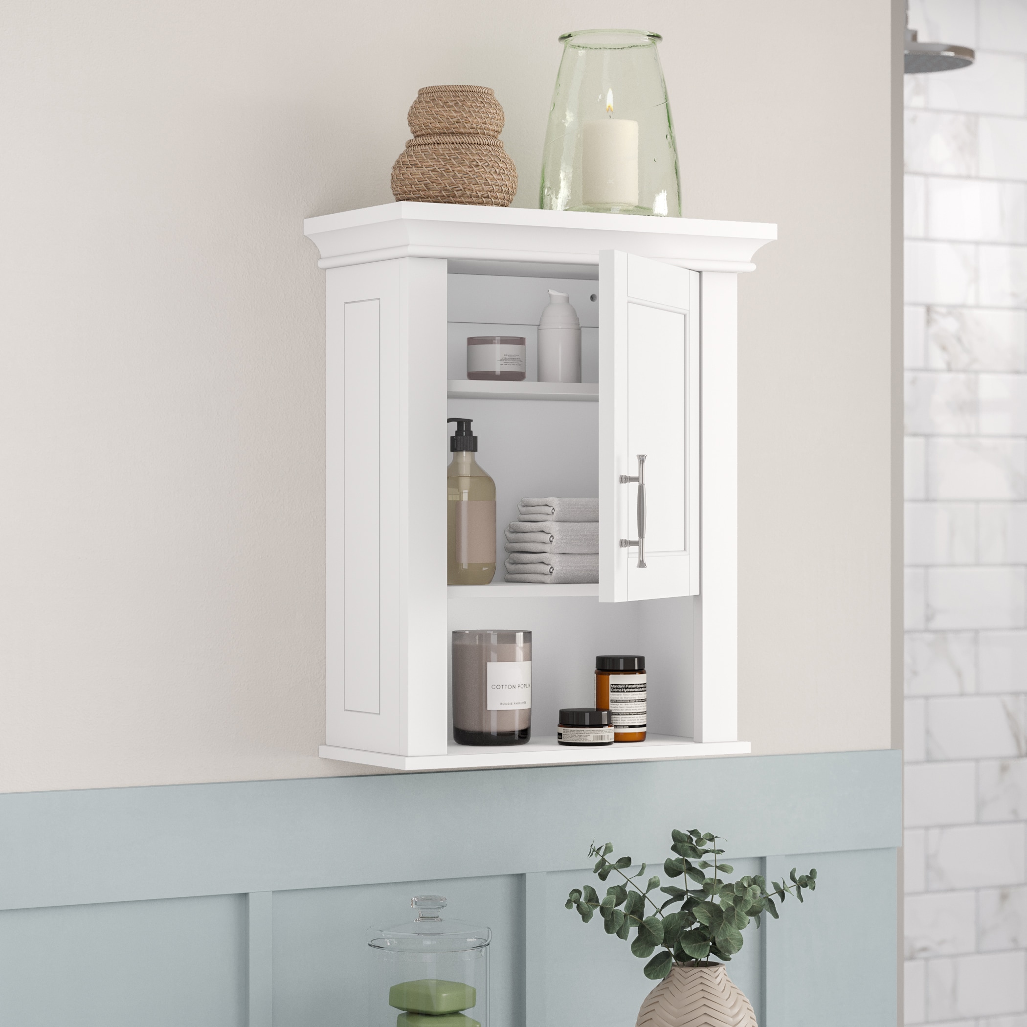 RiverRidge 06-219 Somerset 16.63-in x 20.63-in x 7.38-in White Bathroom Wall Cabinet