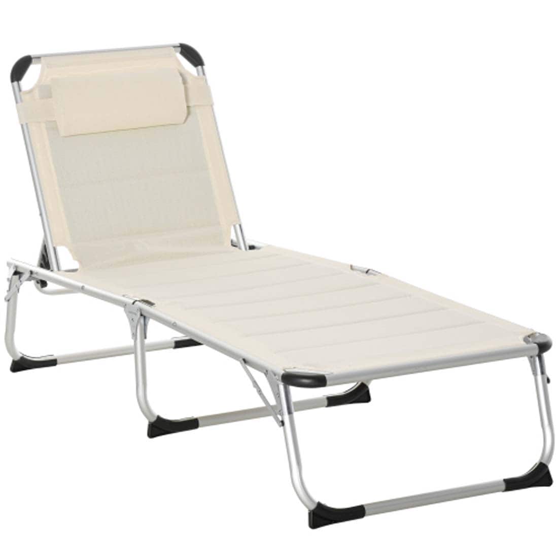 Damerin PCB06N770 Patio Chairs Stackable White Aluminum Frame Stationary Chaise Lounge Chair with Mesh Seat