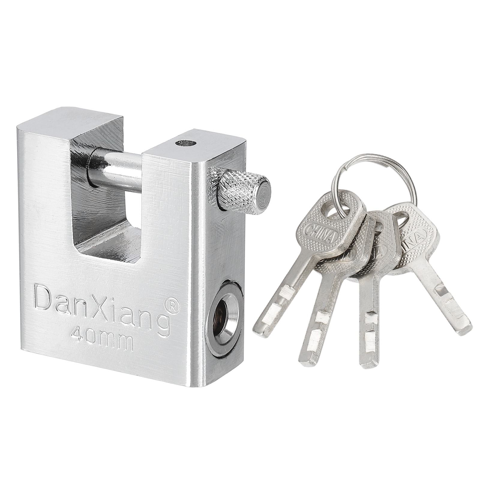 PATIKIL High Security Padlock 1.6 Inch Steel D-Shaped Heavy Duty Shackle Locks with 4 Keys for Storage Unit Garage Gate Lock Warehouse Shed Containers Silver #S26020200UX9852