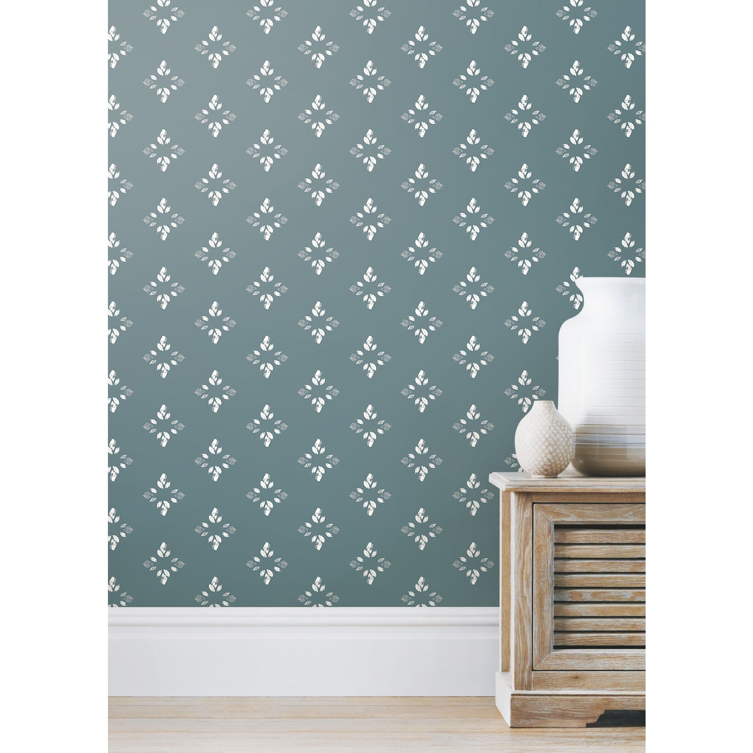 RoomMates RMK12146WP 28.18-Sq. Feet Blue Vinyl Floral Self-adhesive Peel and Stick Wallpaper