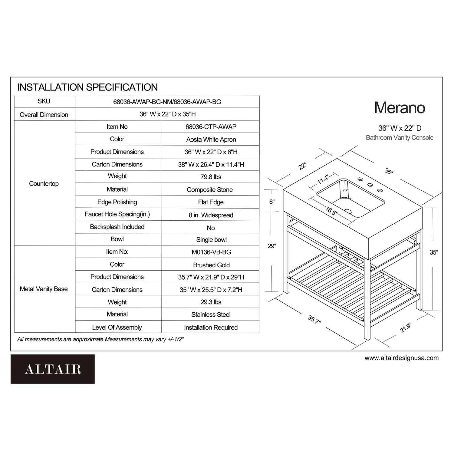 Altair 68036-AWAP-BG-NM Bath-Vanity-Combo - View #10