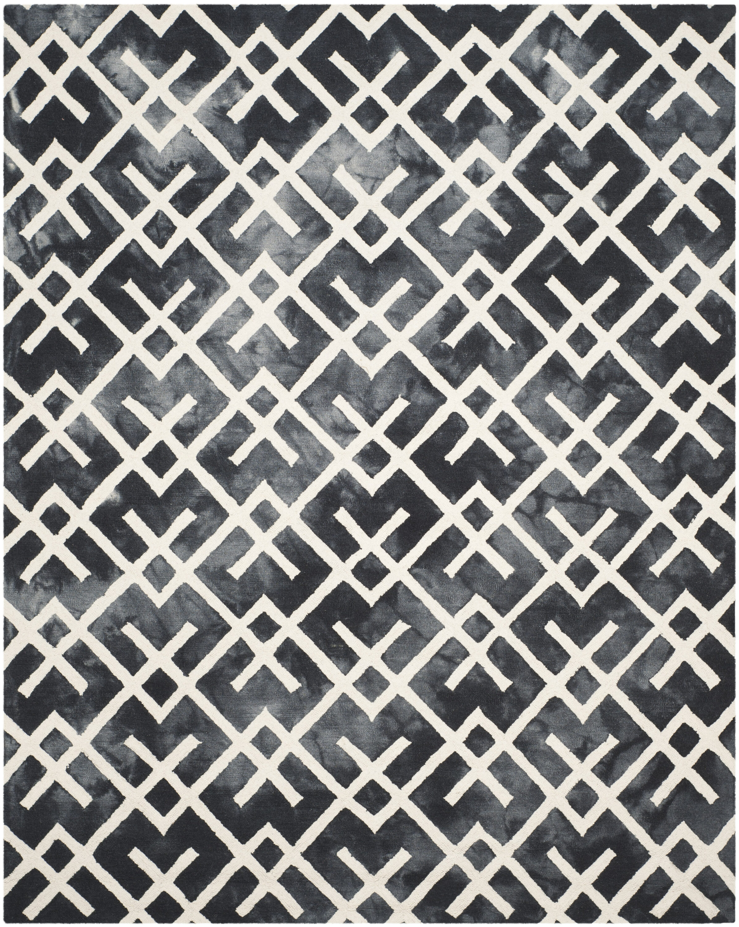 Ivory and Graphite Hand-Tufted Wool Area Rug, 8' x 10'