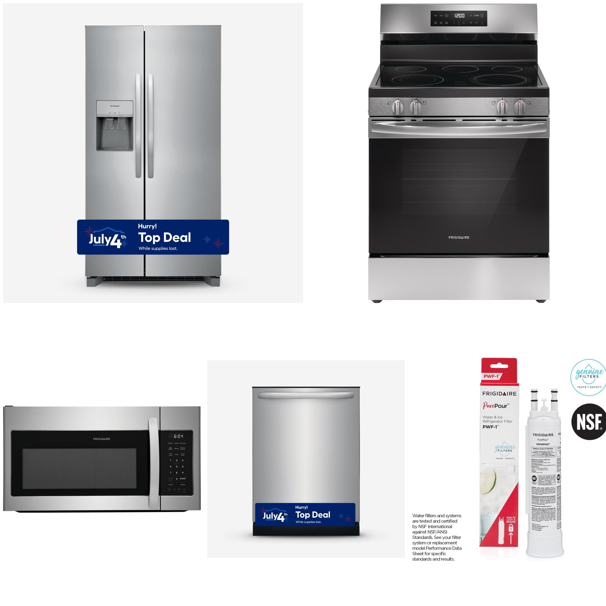 Frigidaire   25.6-cu ft Side by Side Refrigerator & Electric Range Suite in Fingerprint Resistant Stainless Steel