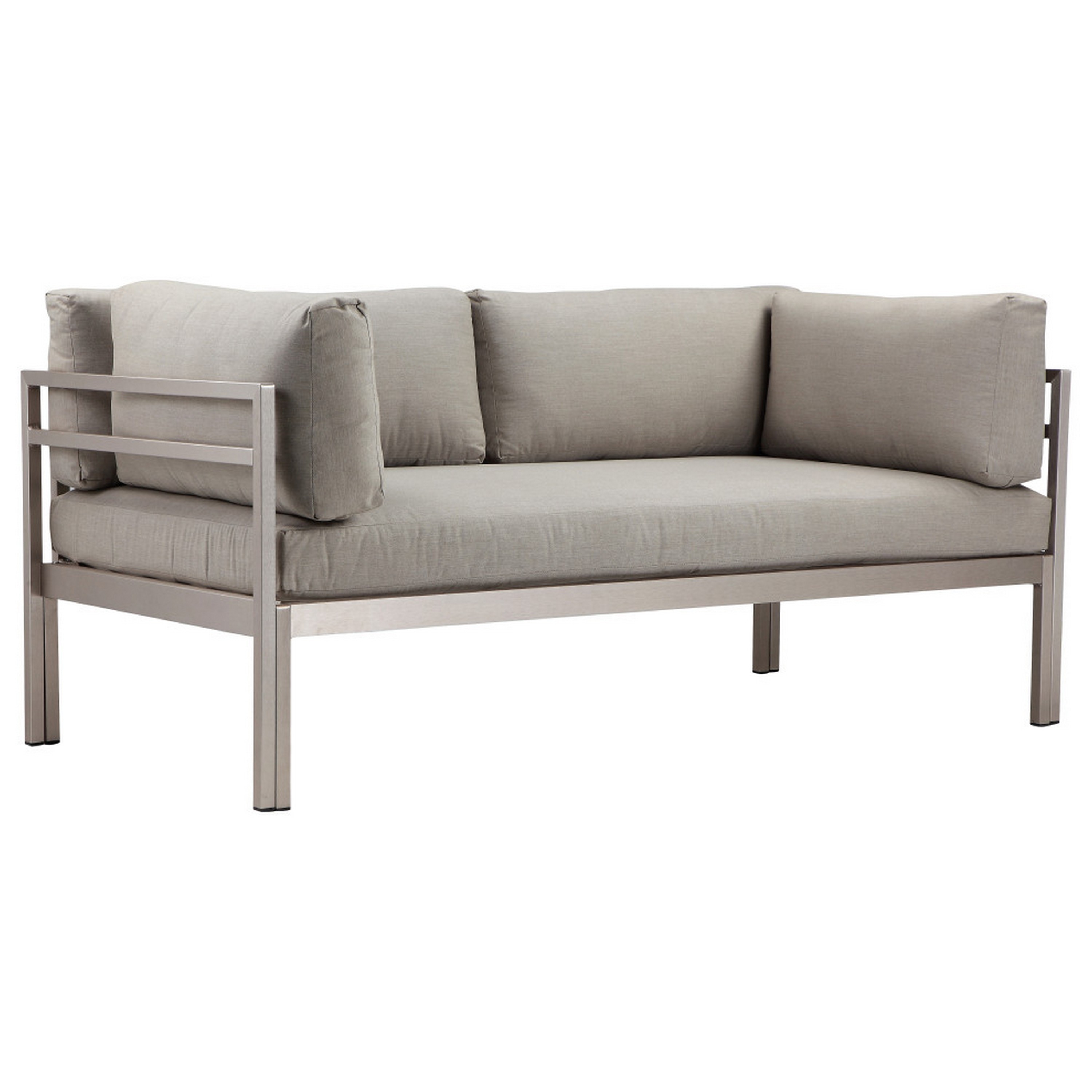 Taupe Aluminum Outdoor Sofa with Water-Resistant Cushions