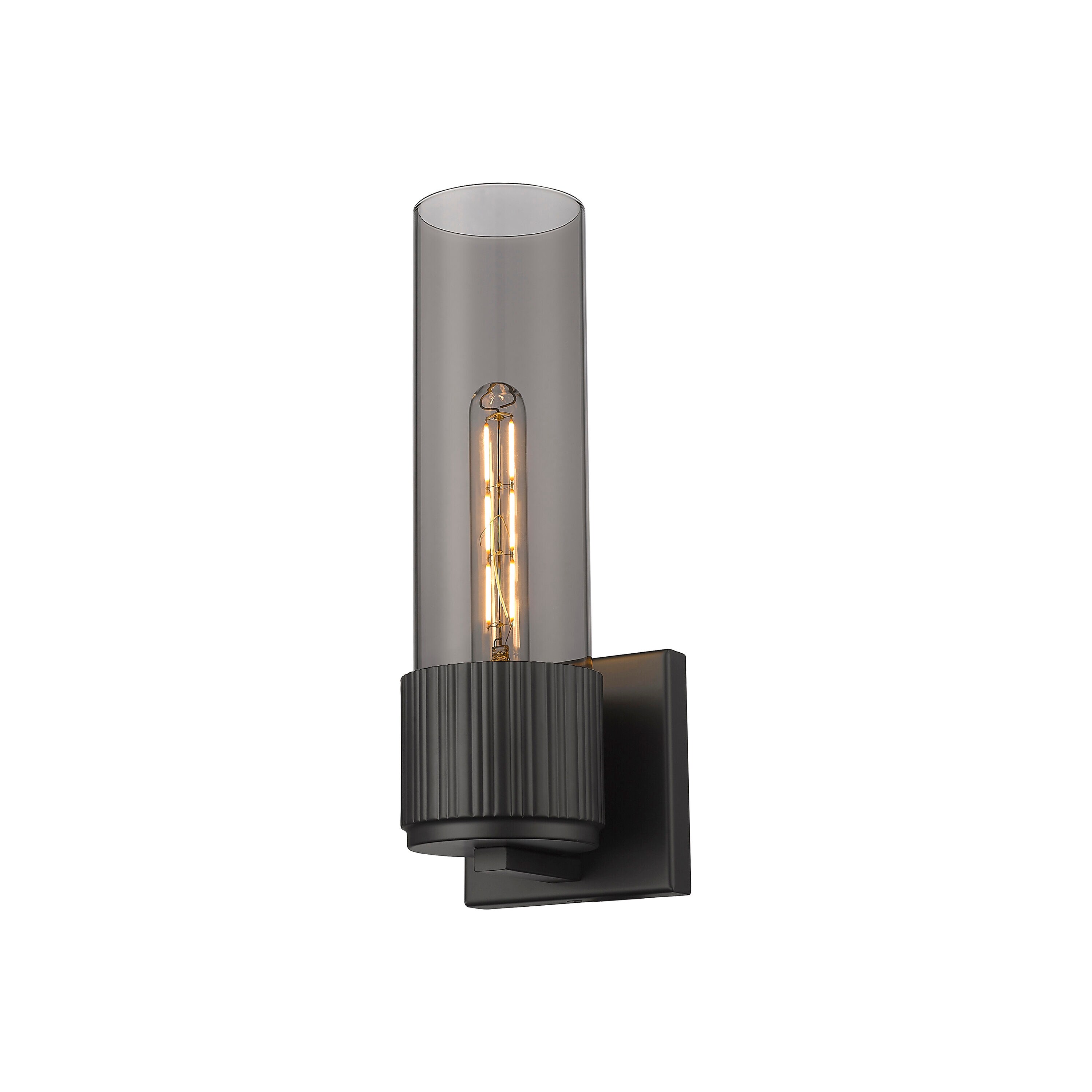 Innovations Lighting 428-1W-BK-G428-12SM Bolivar 4-in W 1 -Light Matte Black Industrial Wall Sconce