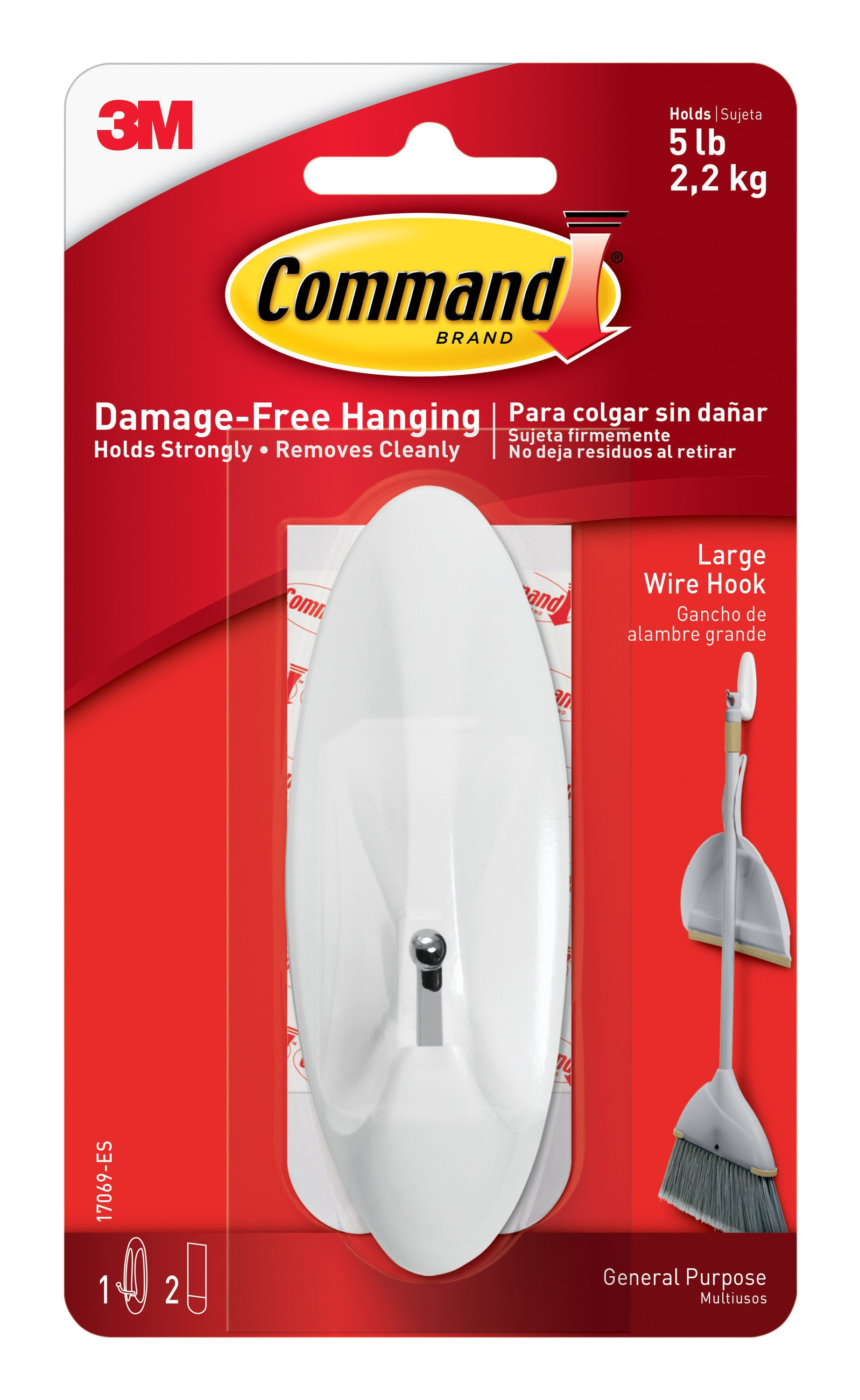 Command 3-Piece Small Damage Free Hanging Wire Self Adhesive Hook
