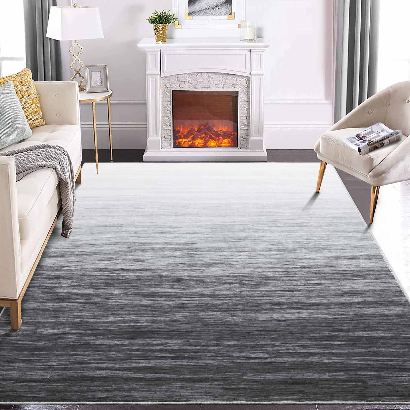 Garvee YXY-LO-PHO-11SWEW7Z 9 x 12 (ft) Loomed Polyester Gray Rectangular Indoor Ombre Mid-Century Modern Machine washable Area rug