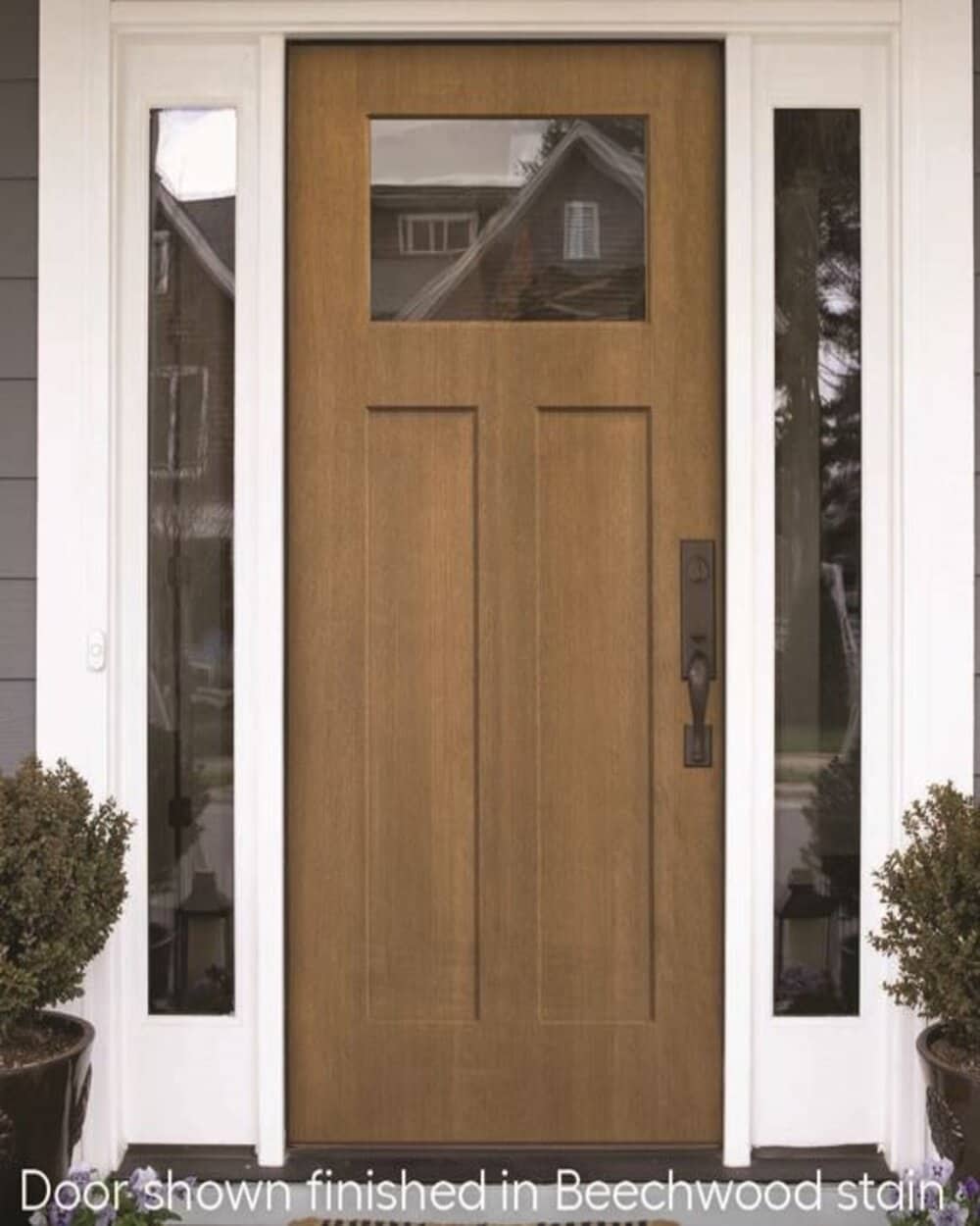 RELIABILT 10172483 Entry Door 36-in x 80-in x Fiberglass Craftsman Right-hand inswing Beachwood Stained Slab Front Door Insulating core