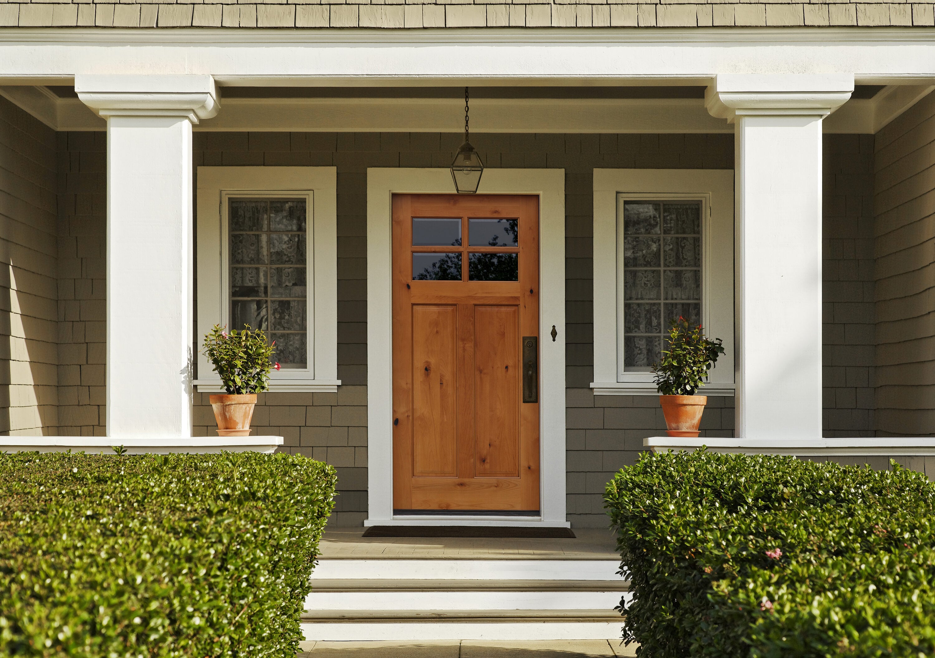 Creative Entryways 36-in x 80-in Wood Craftsman Left-Hand Inswing Golden  Oak Stained Prehung Single Front Door Solid Hardwood Core