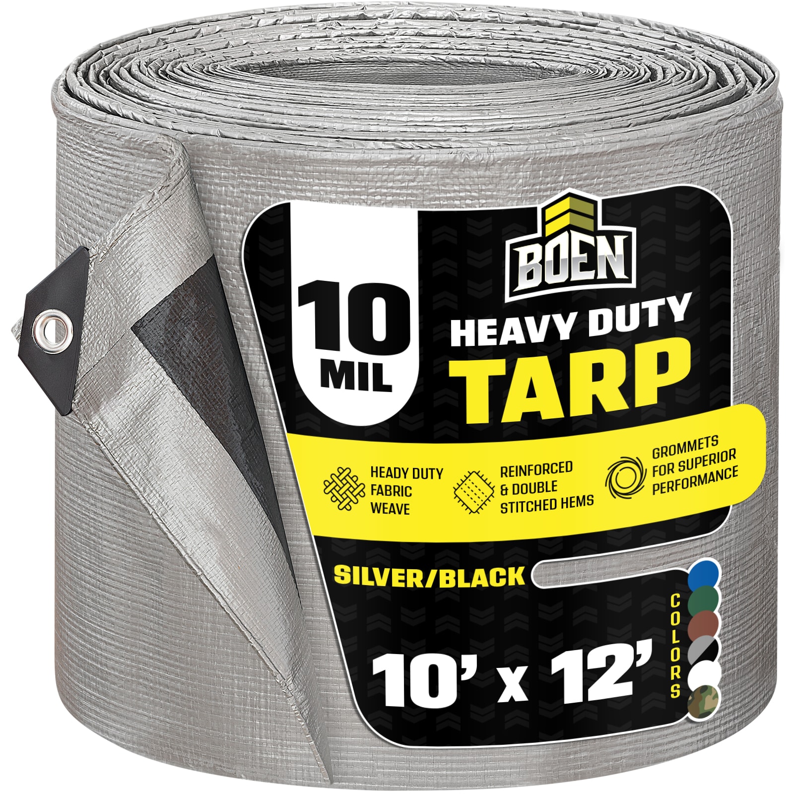 BOEN ST-1012 10-ft x 12-ft Silver Waterproof Commercial Polyethylene 10-mil Tarp
