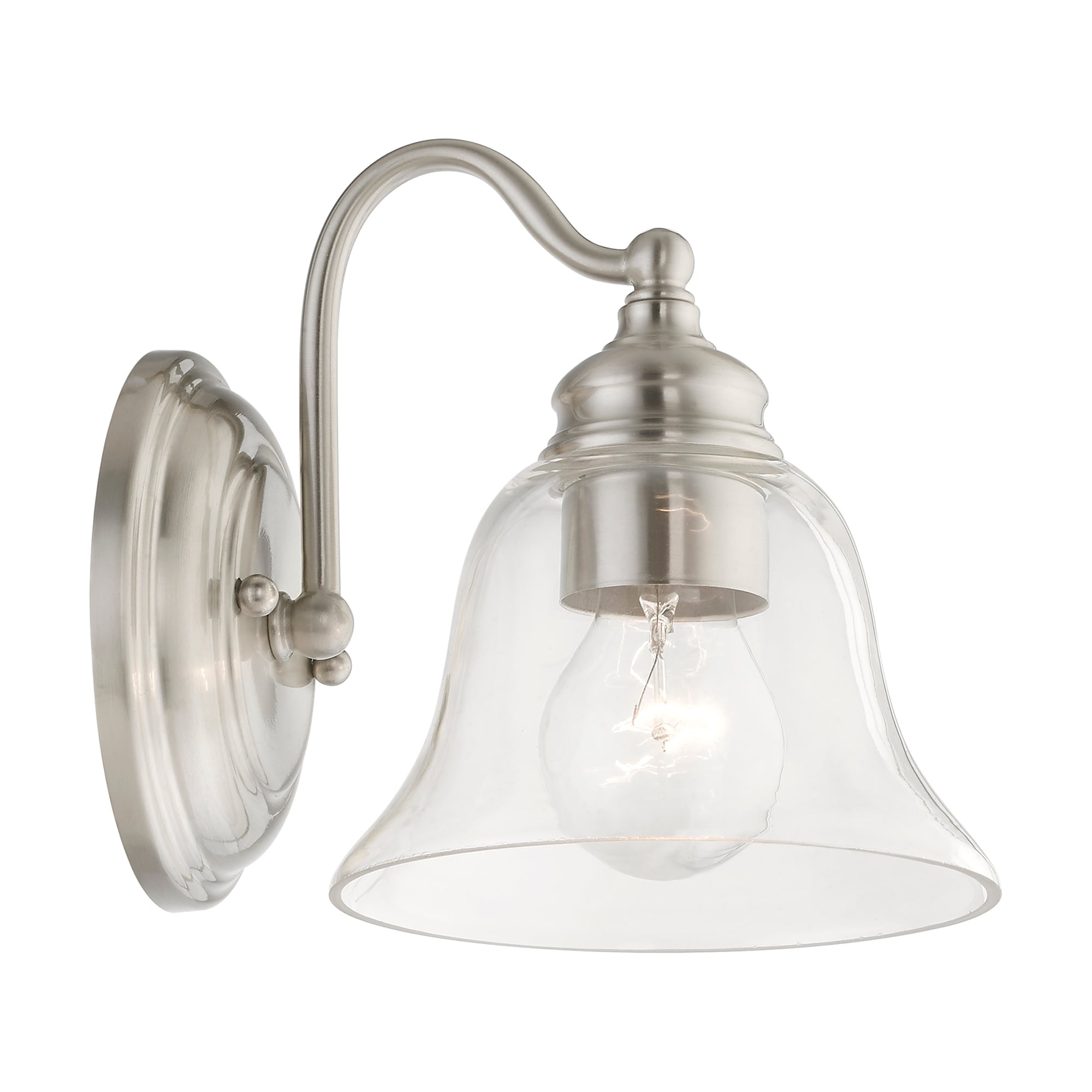 Brushed Nickel Clear Glass 1-Light Vanity Sconce