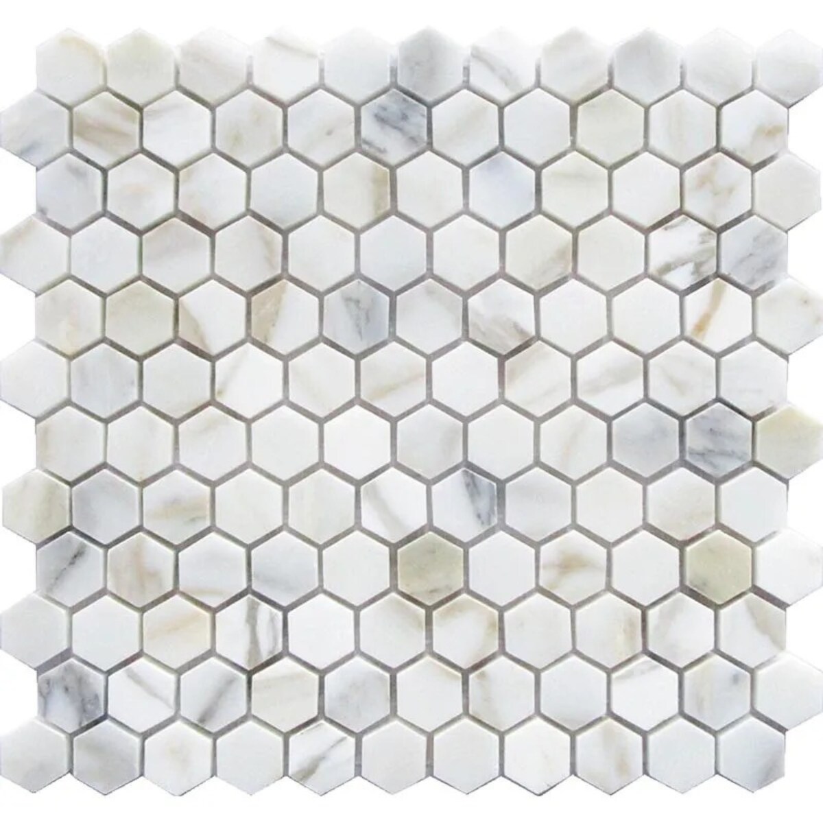 Apollo Tile Sample - Serena White Gray 4-in x 5-in Polished Stone look Hexagon Floor and Wall Tile