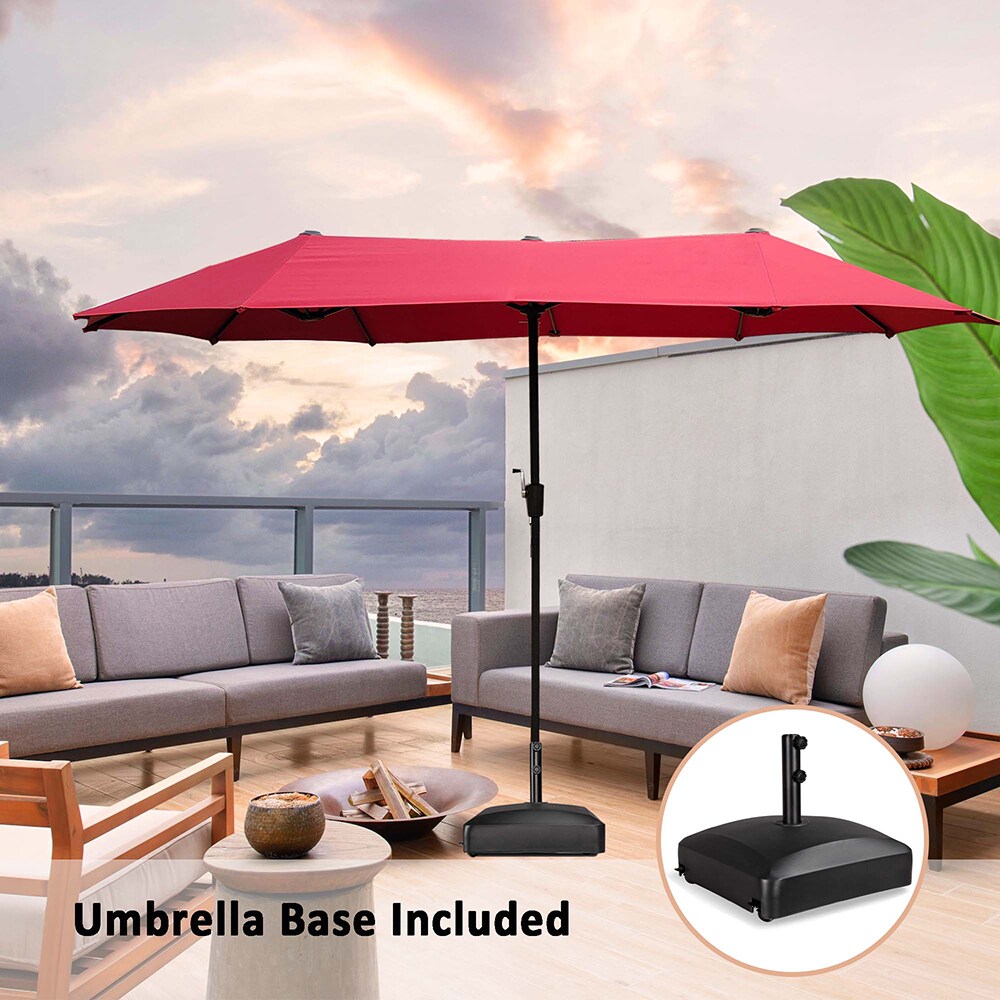 Fun Orange 13-ft Burgundy Red No-tilt Market Patio Umbrella with Base ...