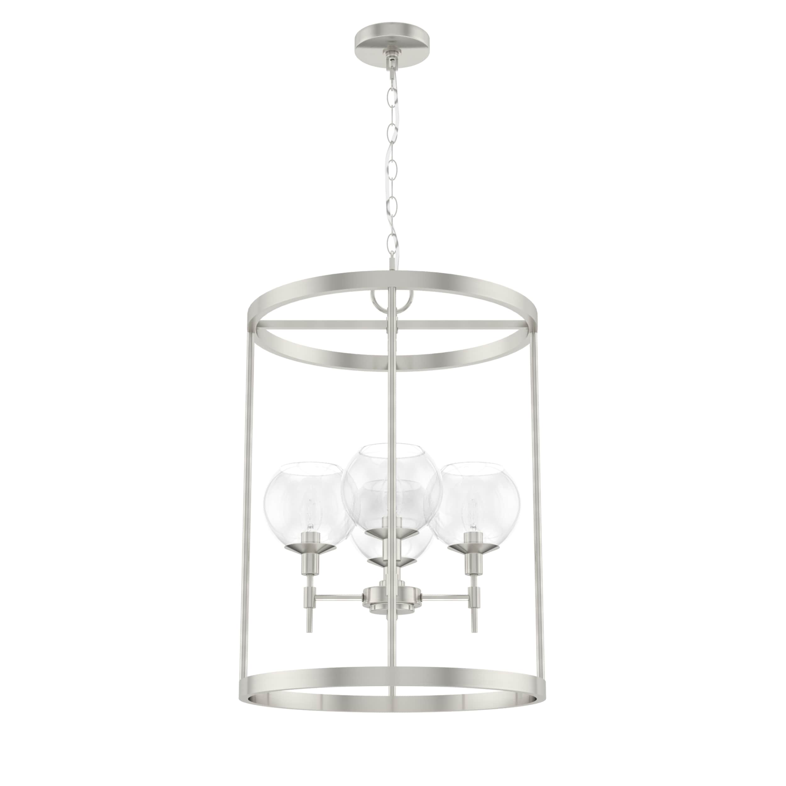 Hunter 19752 Xidane 4 -Light Brushed Nickel Mid-century Clear glass Geometric Medium Hanging Kitchen island light