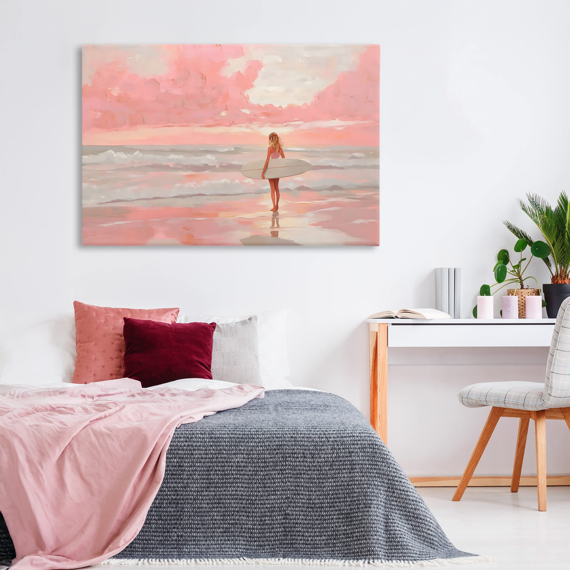 Stupell Industries Pink Sky Surfer Canvas Art 36 x 24 in the Wall Art ...
