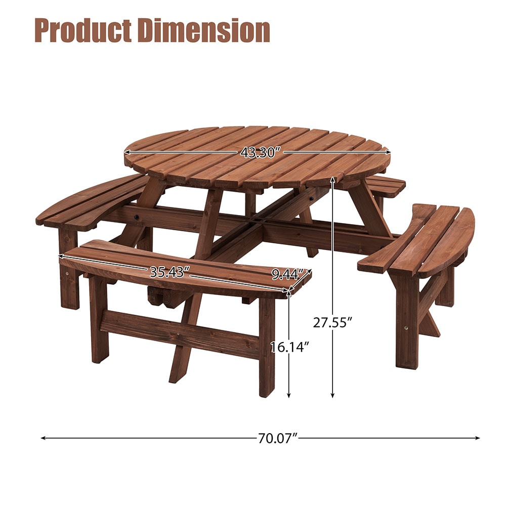 Runesay Patio Dining-Set 5-Piece Brown Patio Dining Set Wood Round ...