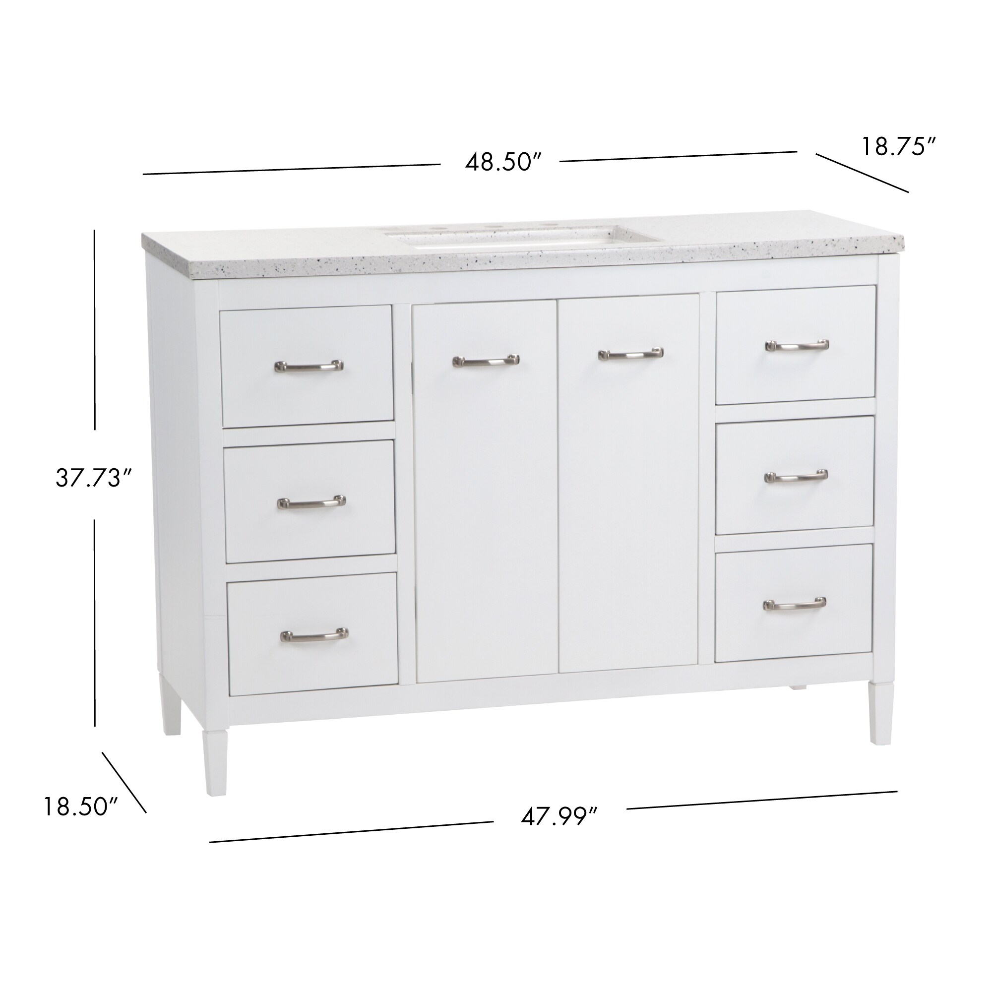 Diamond NOW Niles 48-in White Single Sink Bathroom Vanity with Silver ...
