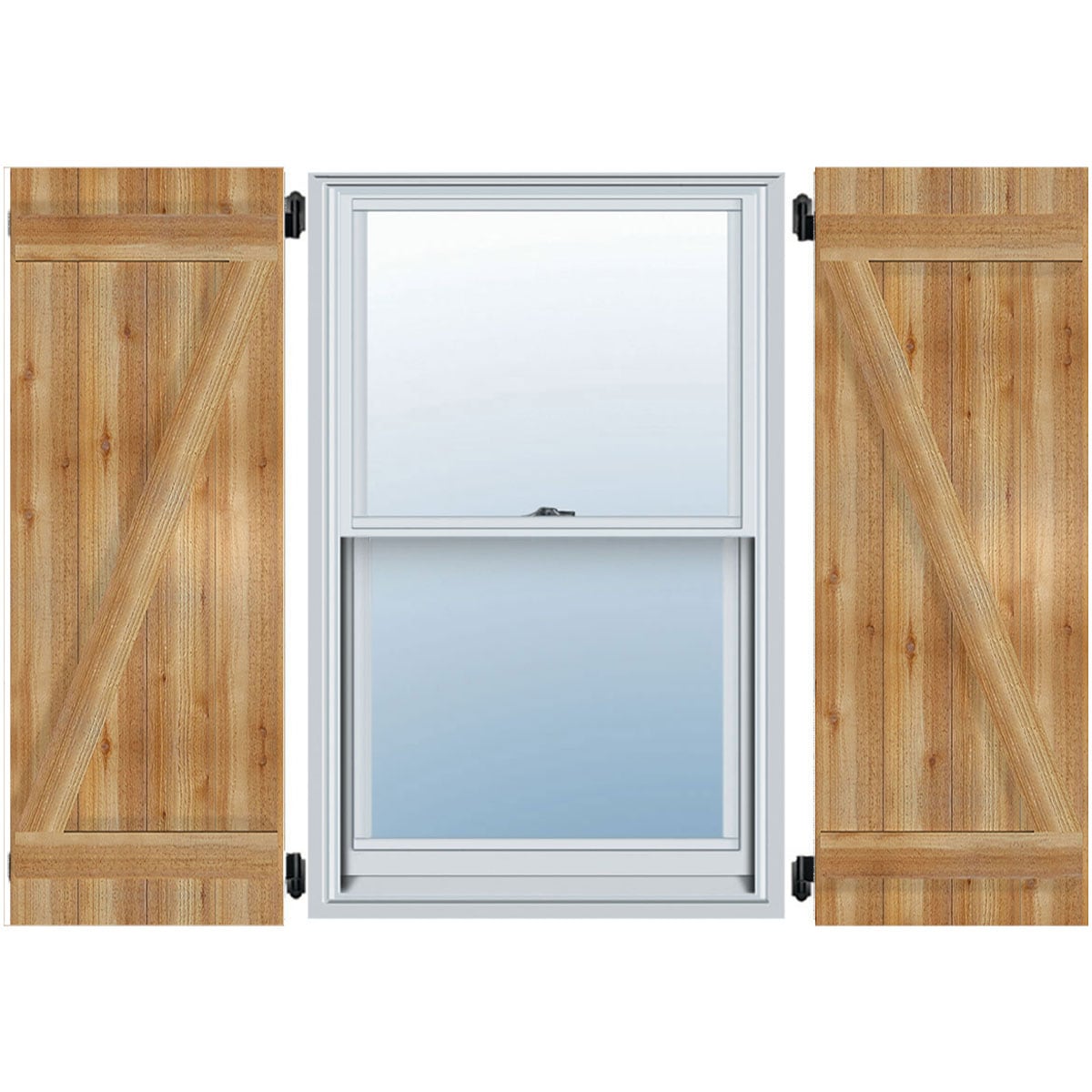 Ekena Millwork RBJ06Z21X037RWR 21.5-in W x 37-in H Unfinished Paintable/Stainable Board and batten Z-bar Wood Exterior Shutters ( 2 -Pack )