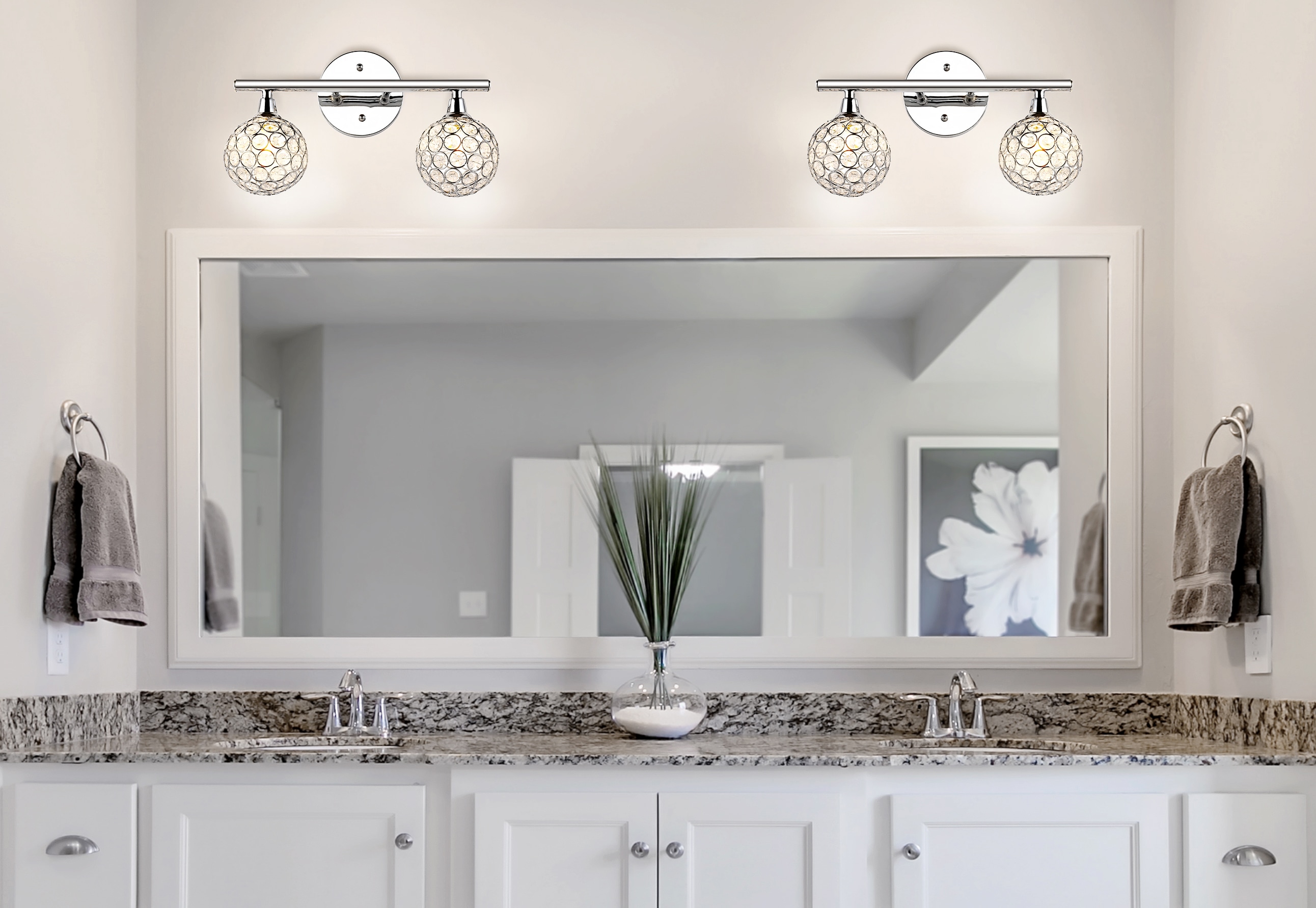 Maeve 13" Chrome 2-Light Iron and Glass Vanity Light