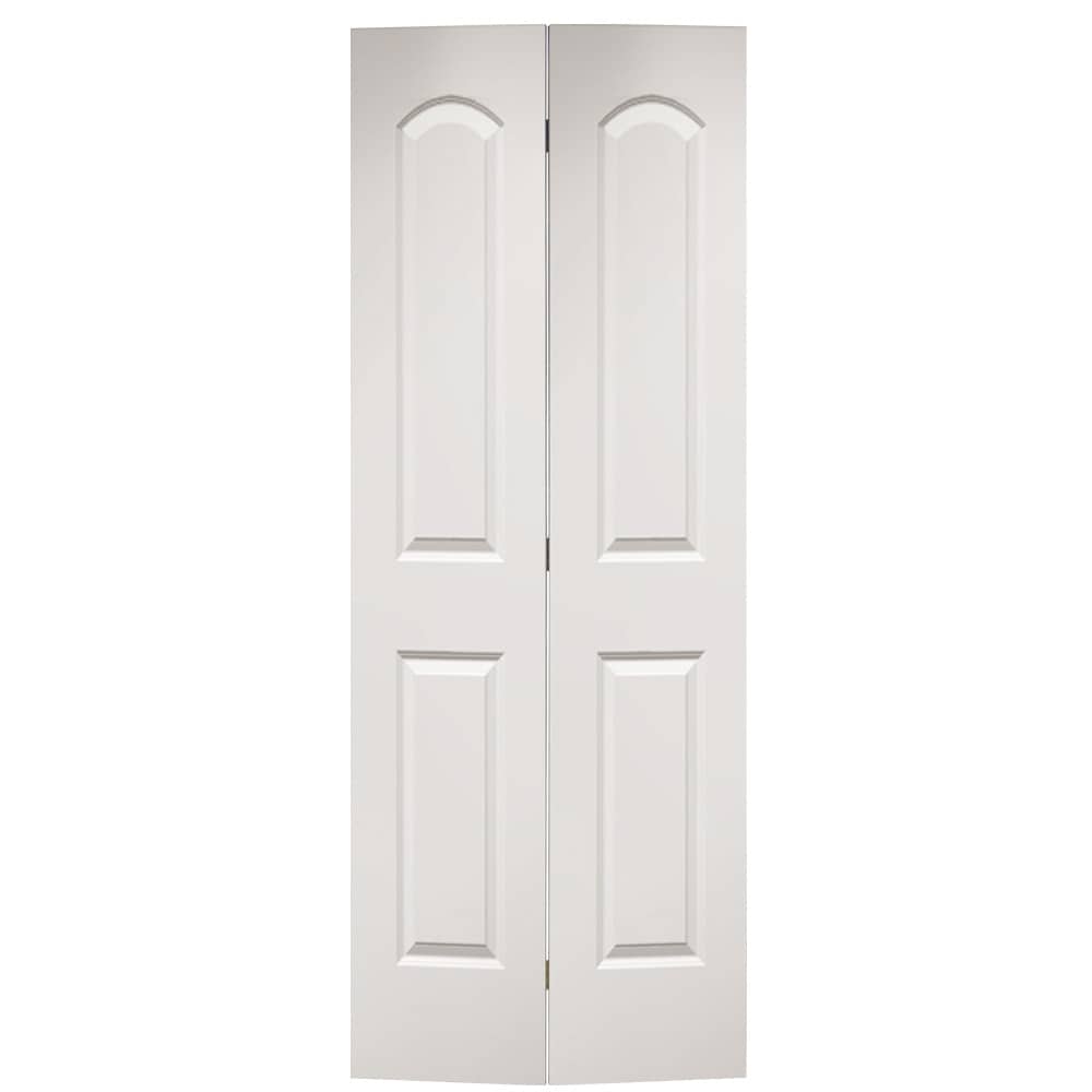 Masonite 743814 Roman 36-in x 80-in (primed) 2-panel round top Smooth Hollow core Primed Molded composite Closet Bifold Door ( Hardware Included )