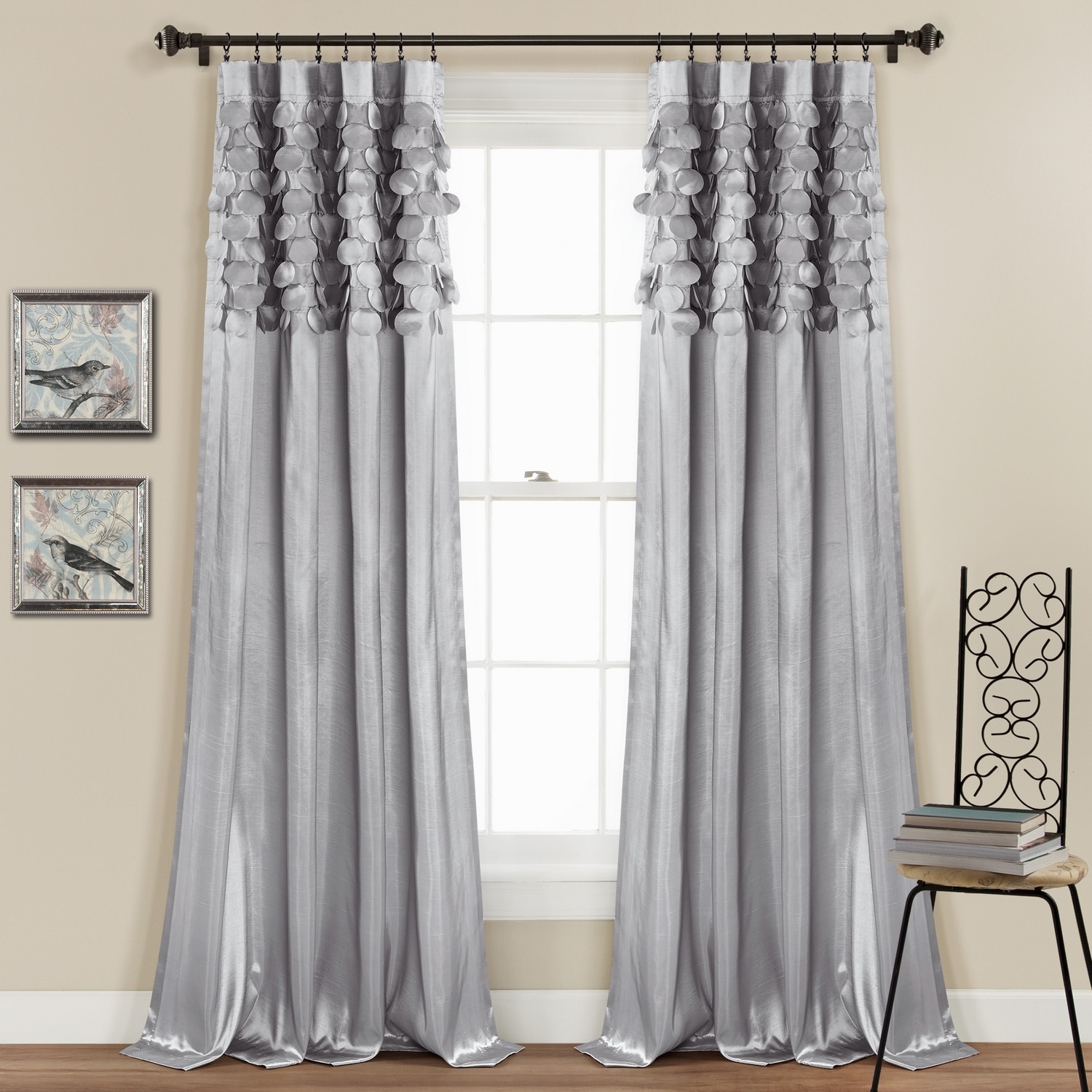 Lush Decor 16T004124 84-Inches Light Gray Rod pocket Curtain panel pair