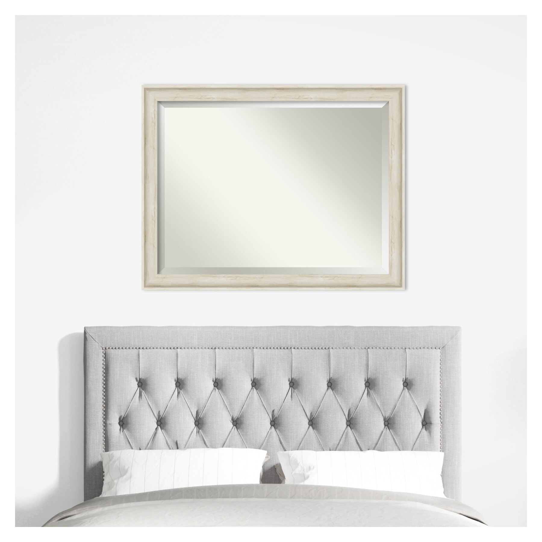 Regal Birch Cream Rustic Rectangular Wall Mirror 41.82" x 52.2"