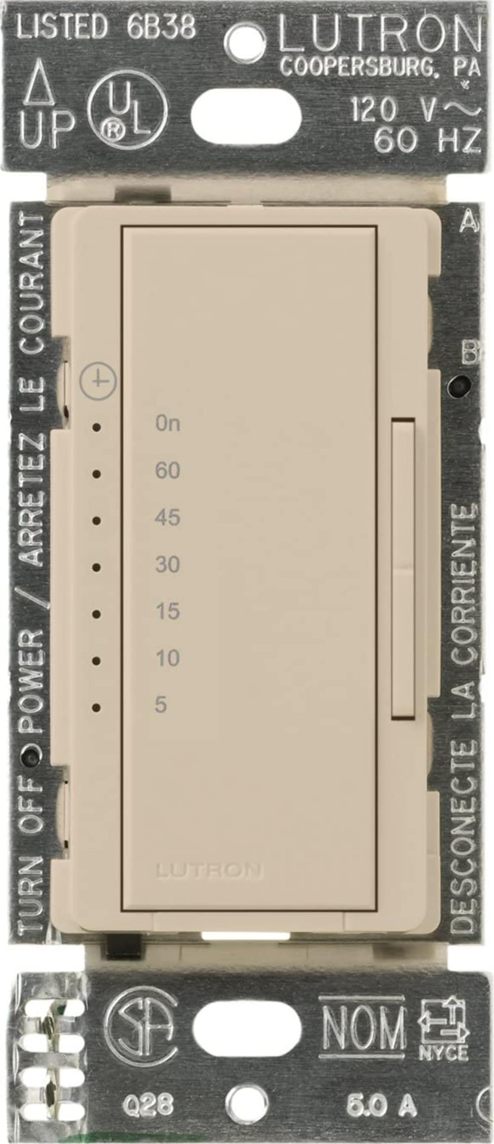 Lutron MA-T51MN-TP 5 -Amps 120-volt Indoor Programmable Countdown Digital Lighting Timer