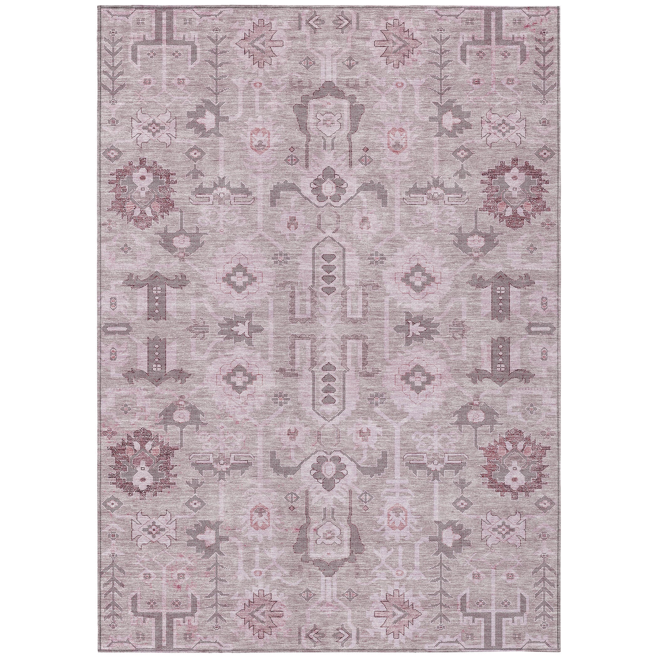 Addison Rugs ACN697PI5X8 Chantille ACN697PI 5 x 7 (ft) Polyester Pink Rectangular Indoor/Outdoor Geometric Machine washable Area rug