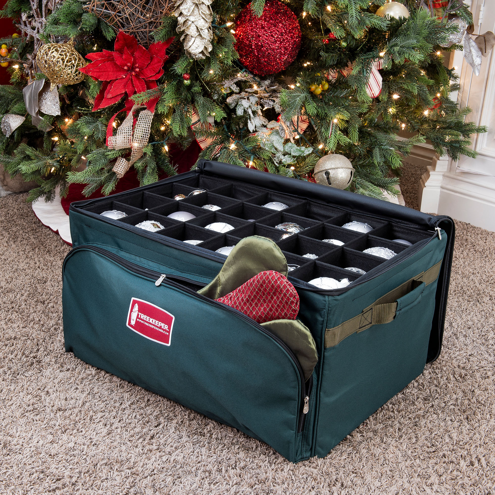 TreeKeeper 5 Tray Christmas Ornament Storage Box with Adjustable Dividers