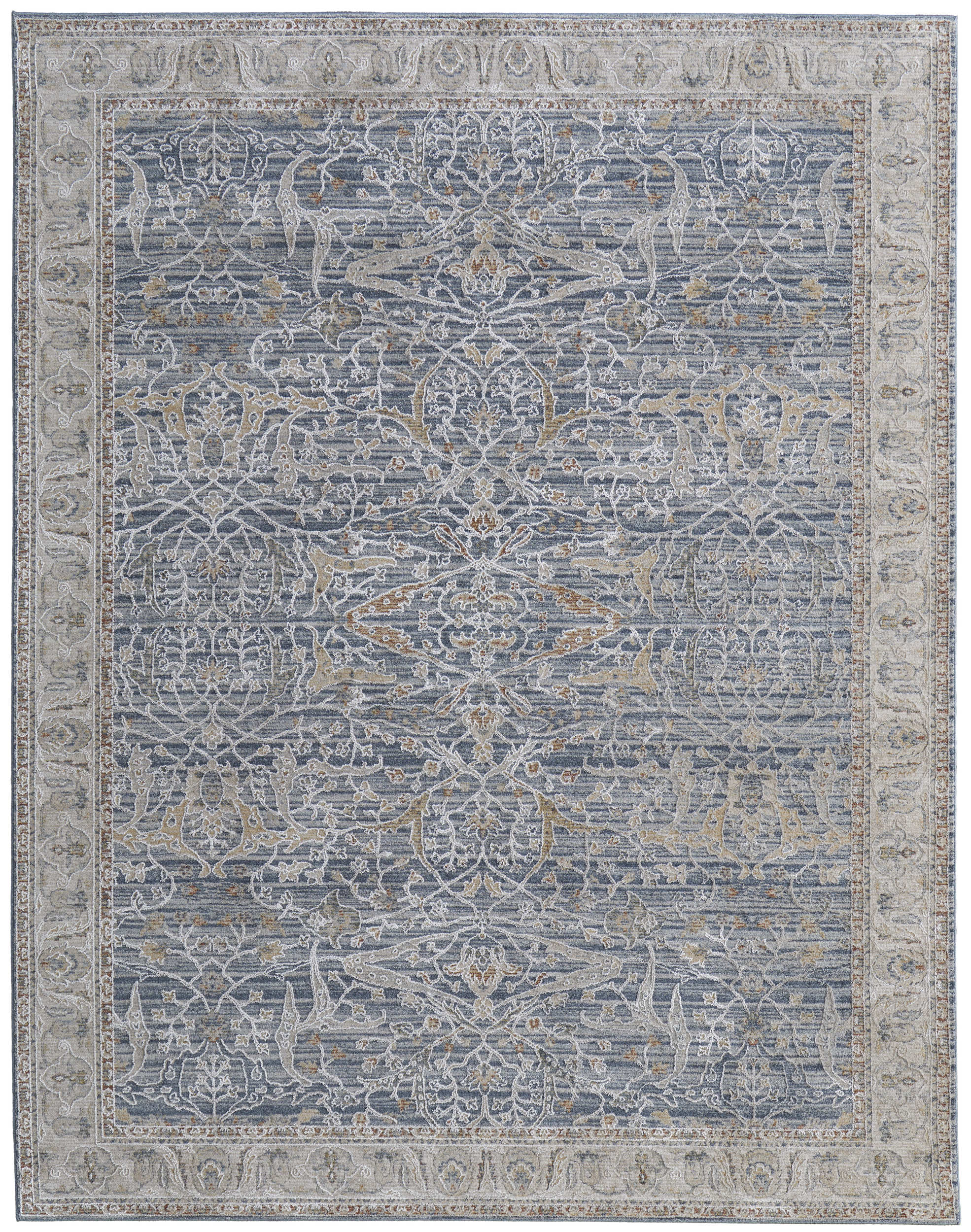 Room Envy PASR39M4BLUIVYH04 9 x 12 (ft) Loomed Polyester Blue/Taupe/Ivory Rectangular Indoor Ikat Area rug