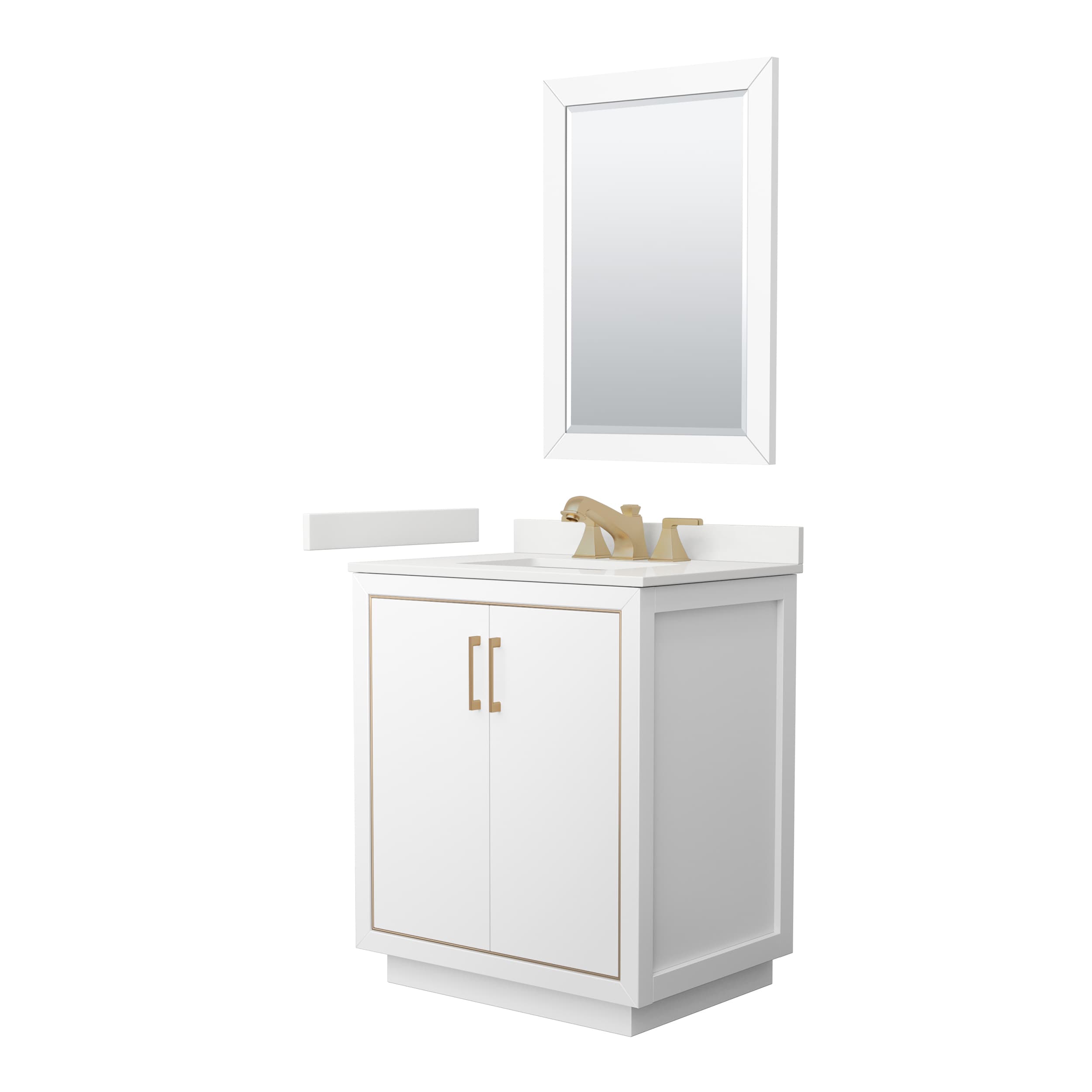 Wyndham Collection WCF111130SWZWQUS3M24 Icon 30-in White Undermount Single Sink Bathroom Vanity with White Quartz Top (Mirror Included)