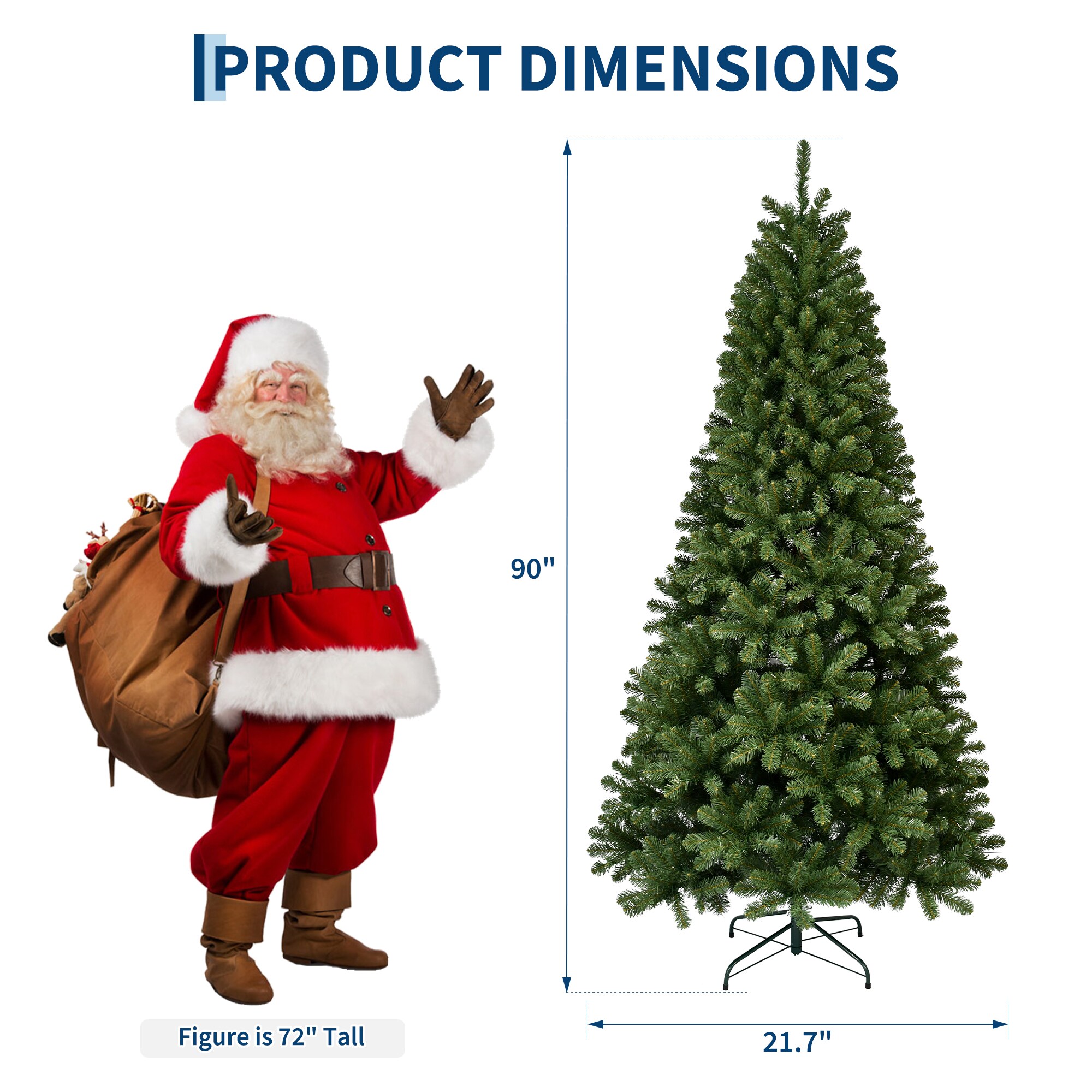 Garvee 7.5 FT Pre-Lit Artificial Christmas Tree Non-Flocked PVC Xmas ...