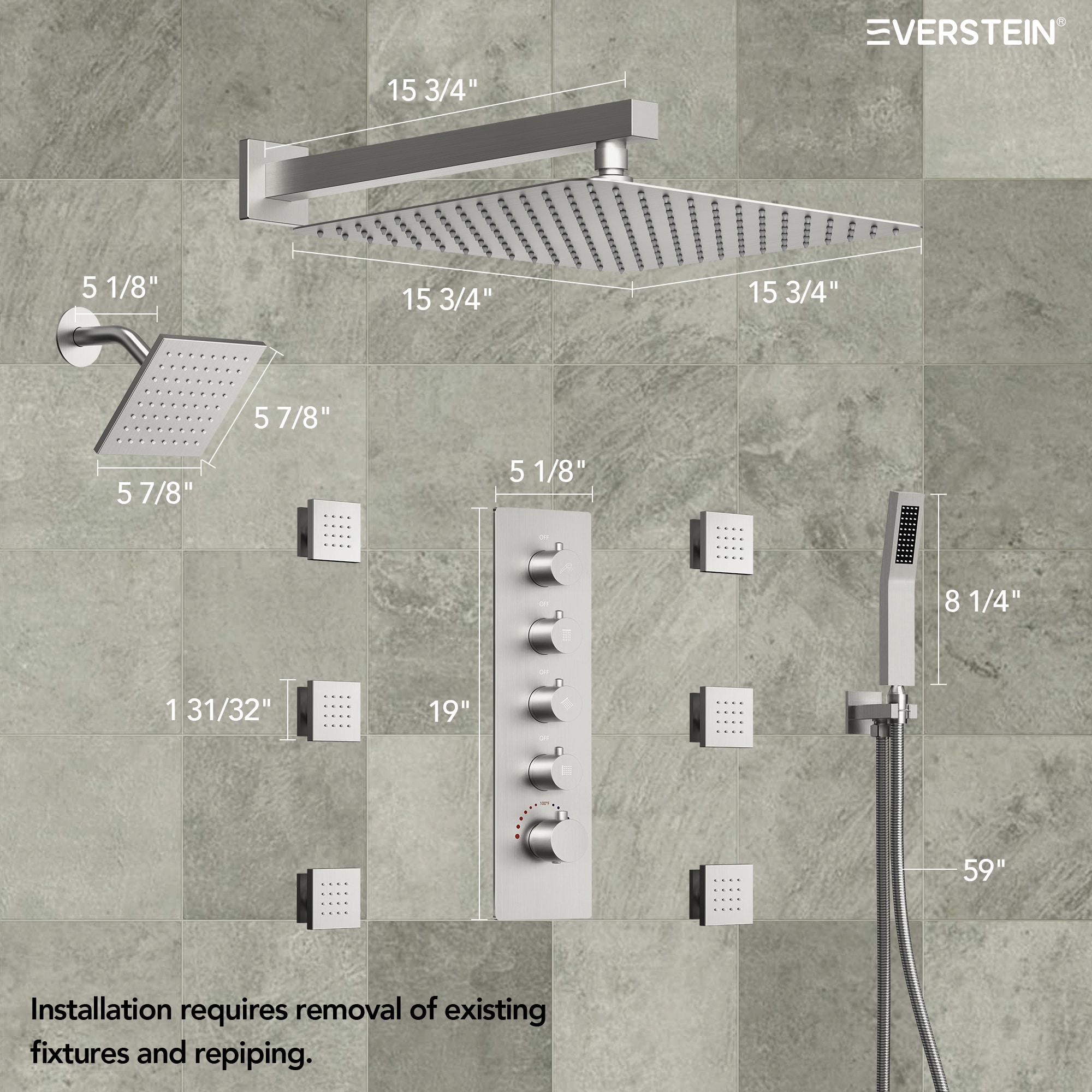 EVERSTEIN Q-929-OTOP Tub-Shower-Faucets - View #12