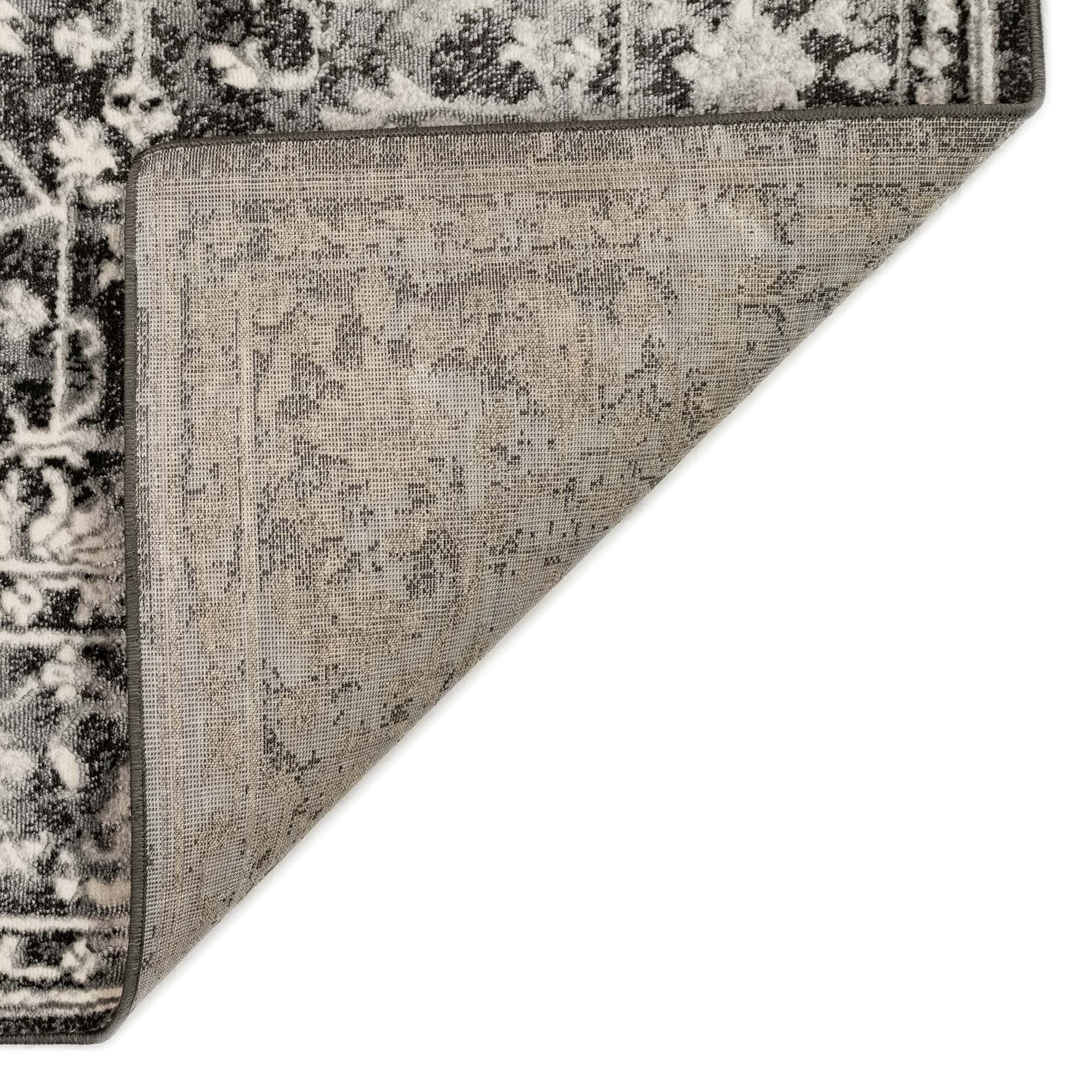 Blue and Gray Striped Wool Blend Rectangular Rug