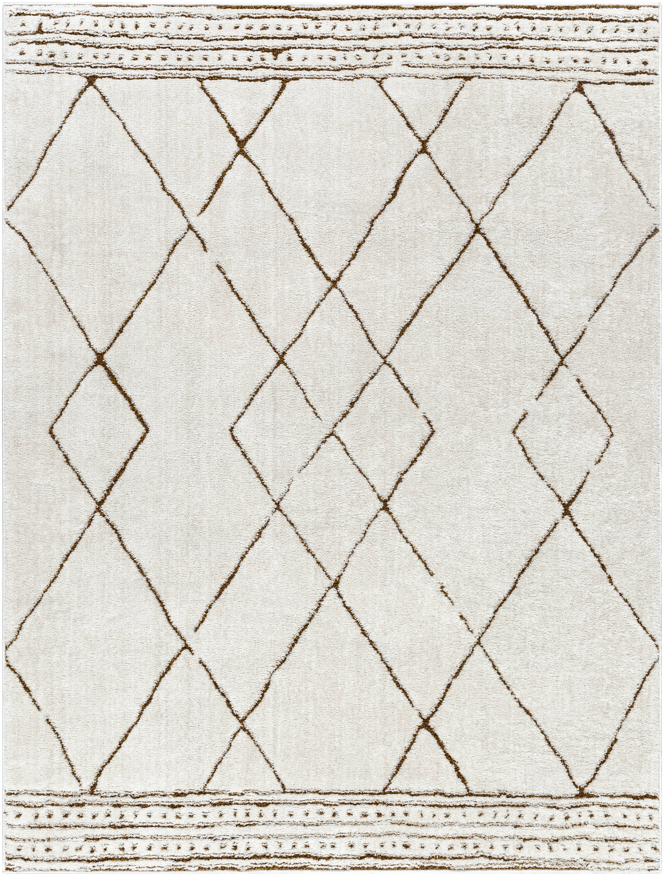 Livabliss FEU2323-537 5 x 7 (ft) Polyester Ivory, Brown Rectangular Indoor Trellis Global Area rug