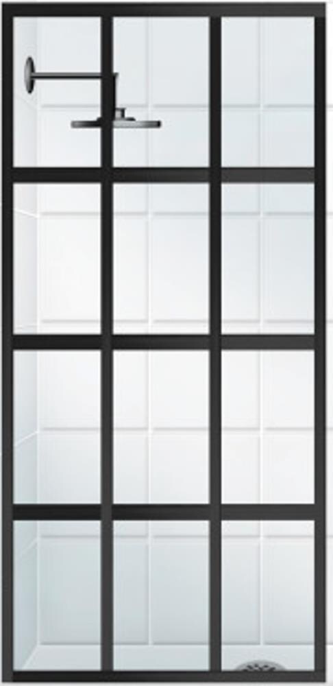 Gridscape GS2 3-Panel Corner Shower Door in Black with Clear Glass