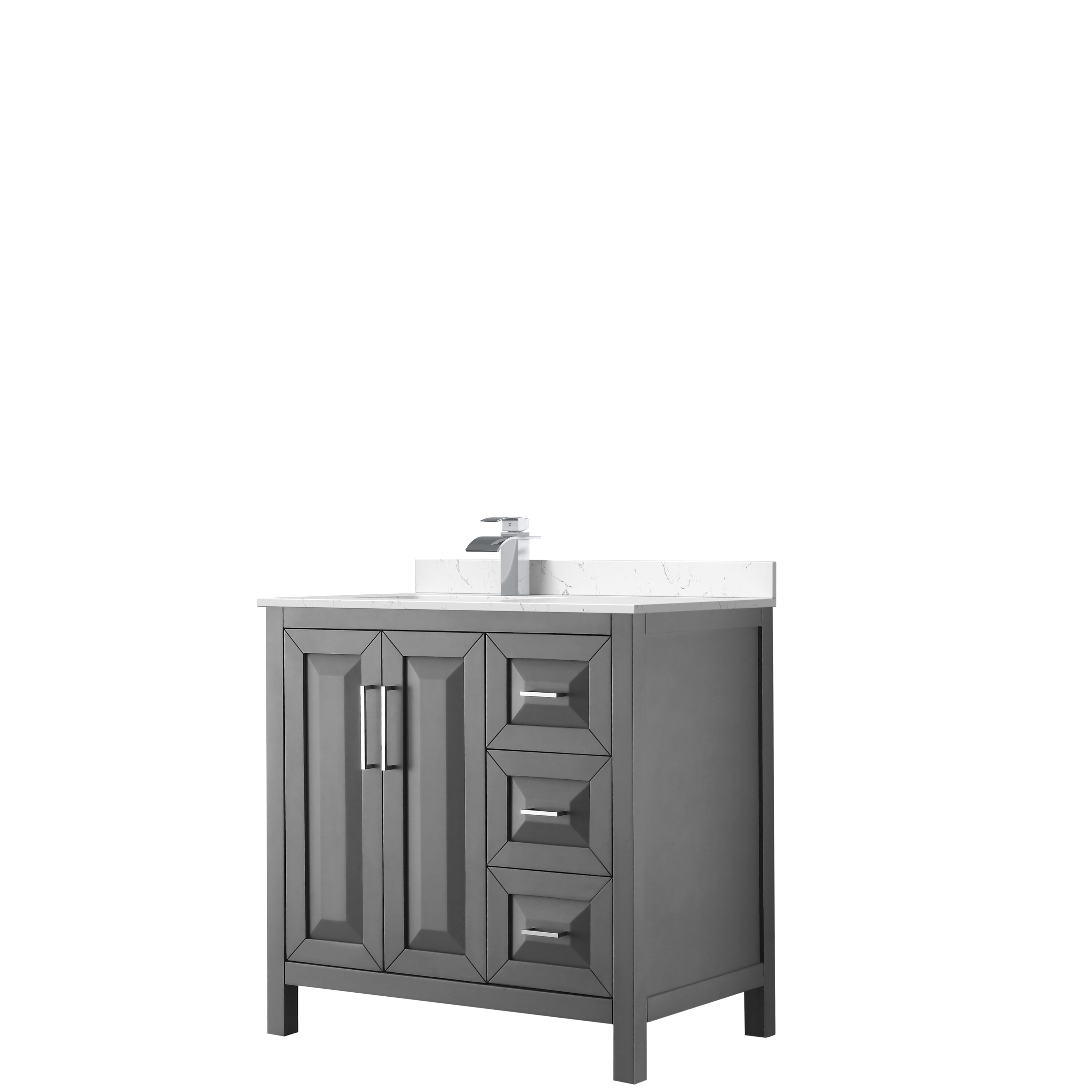 Wyndham Collection WCV252536SKGC2UNSMXX Daria 36-in Dark Gray Undermount Single Sink Bathroom Vanity with Carrara Cultured Marble Top