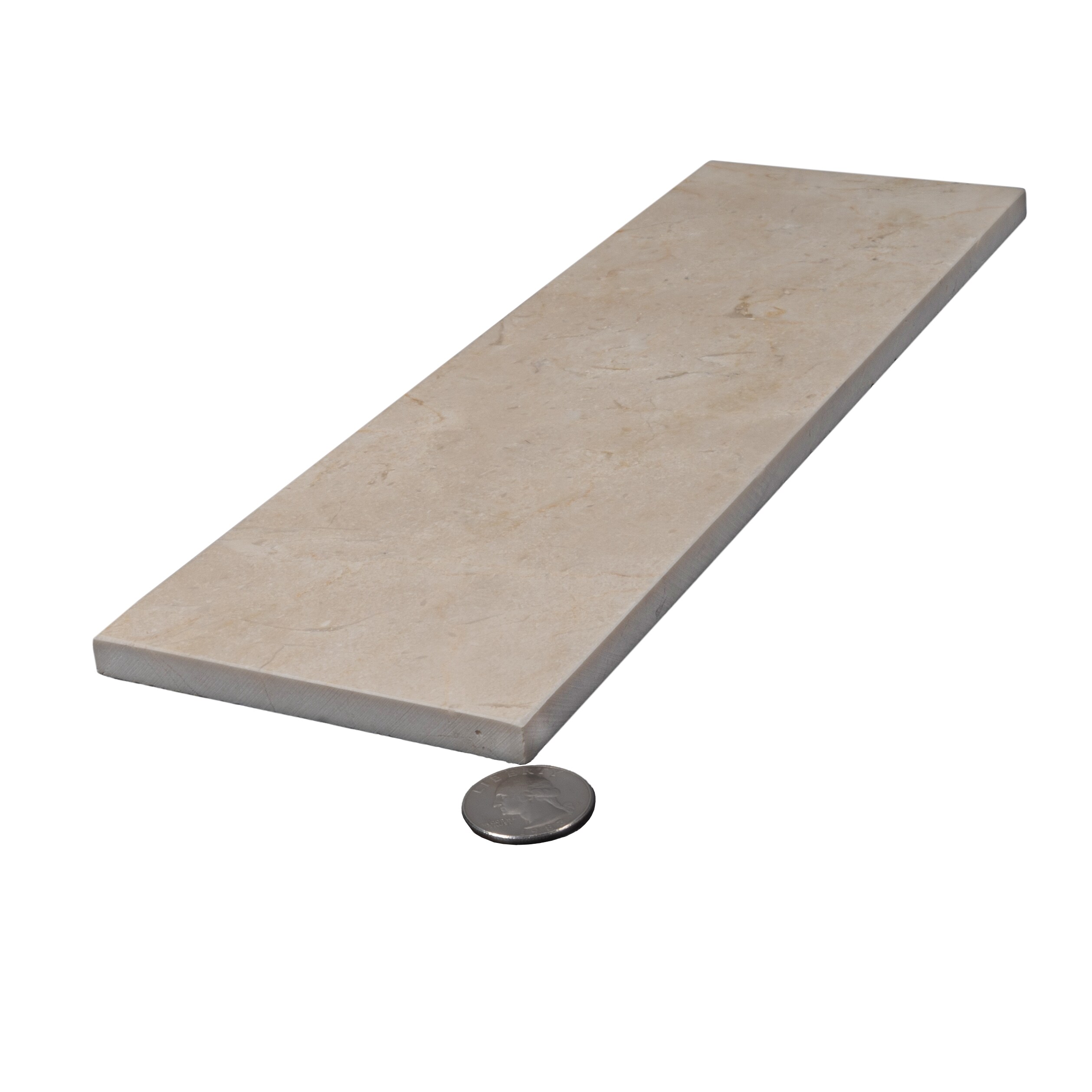 Beige and White Polished Marble 4" x 12" Subway Tile