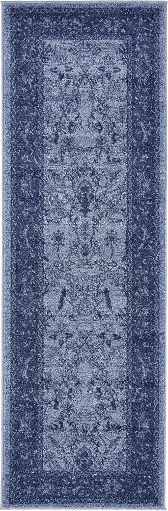 Unique Loom 3133375 Floral La Jolla 2 x 6 (ft) Loomed Polypropylene Blue/Navy Blue Rectangular Indoor Floral/Botanical Runner rug