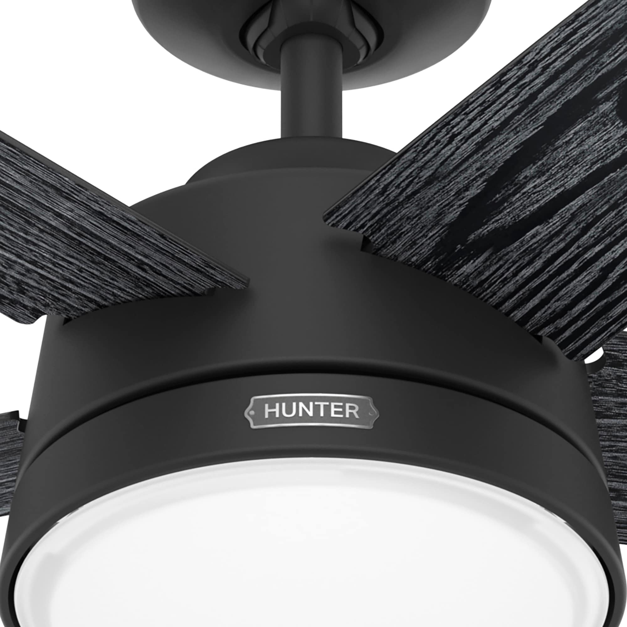 Hunter Lykke 52-in Matte Black with Salted Black Blades LED