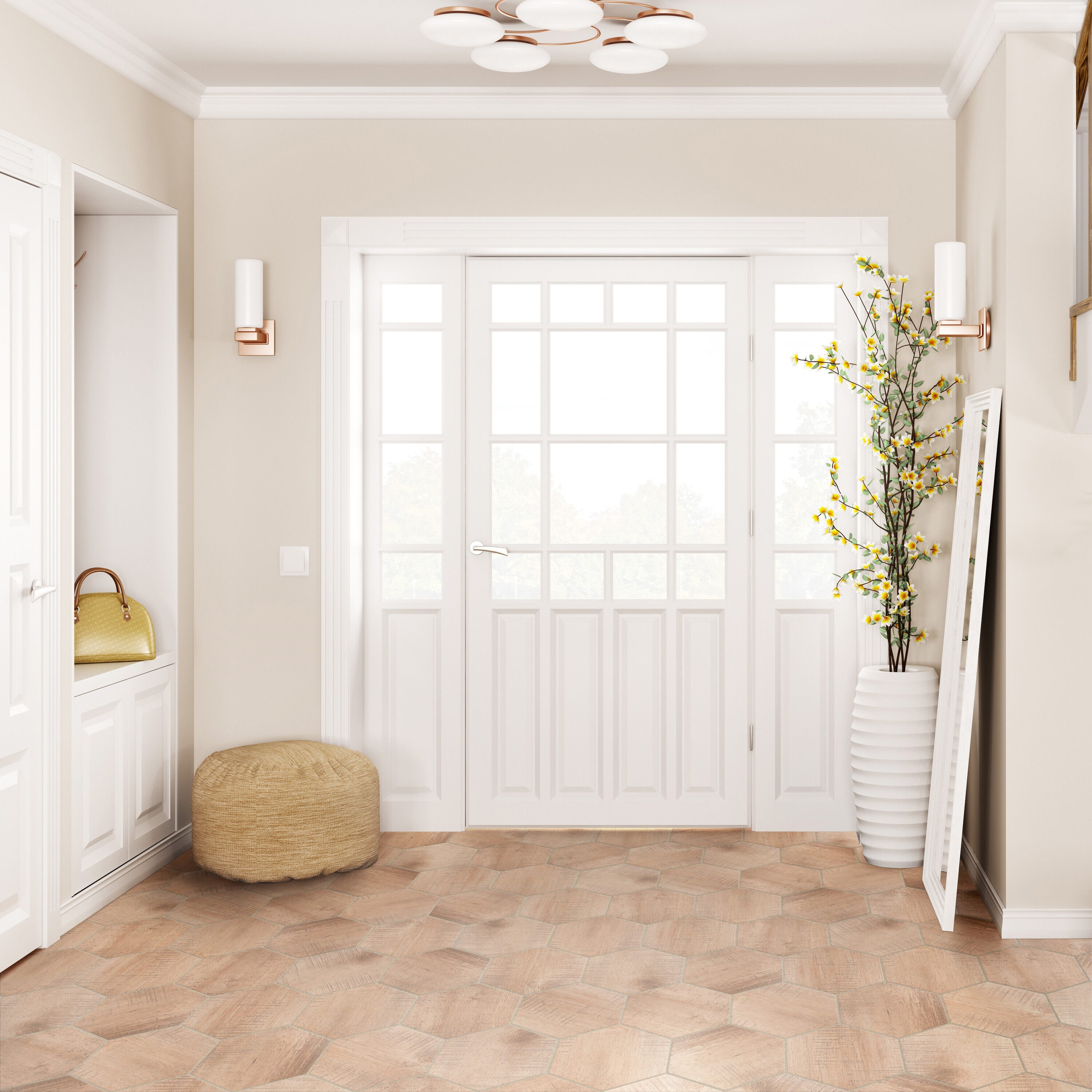 Sawnwood Brown Hexagon Porcelain Wood Look Tile