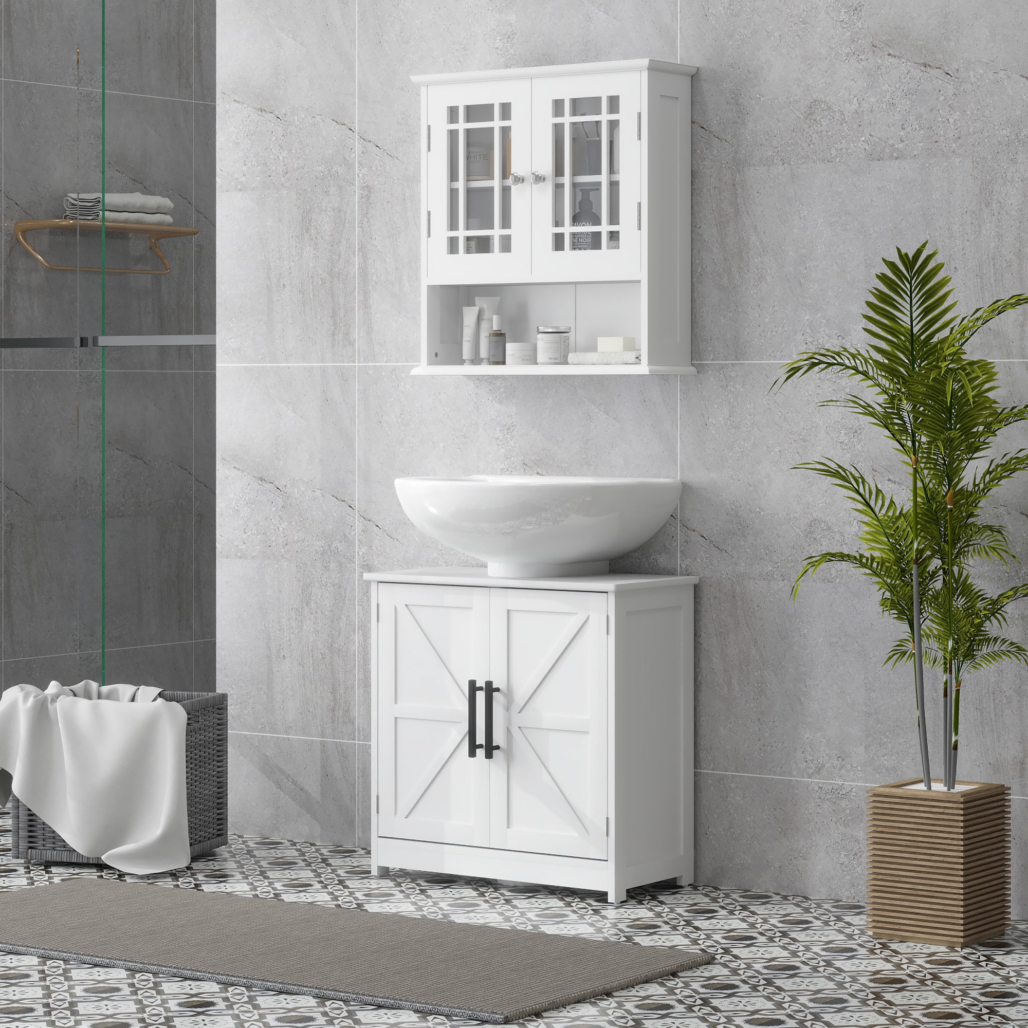 HomCom 834-791V80WT Complete-Pedestal-Lavatories - View #2