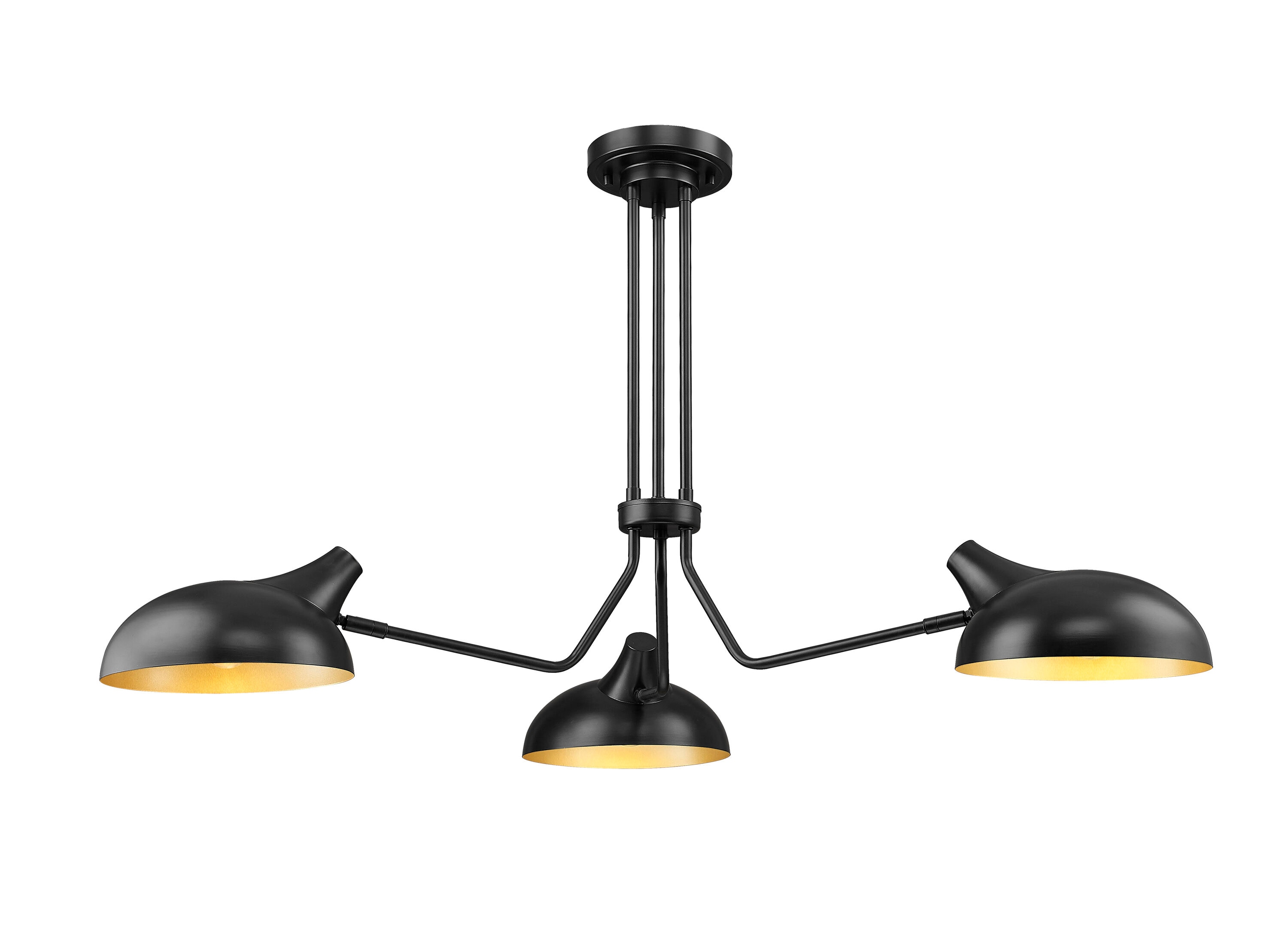 Bellamy Matte Black and Gold 46" Semi-Flush Ceiling Light