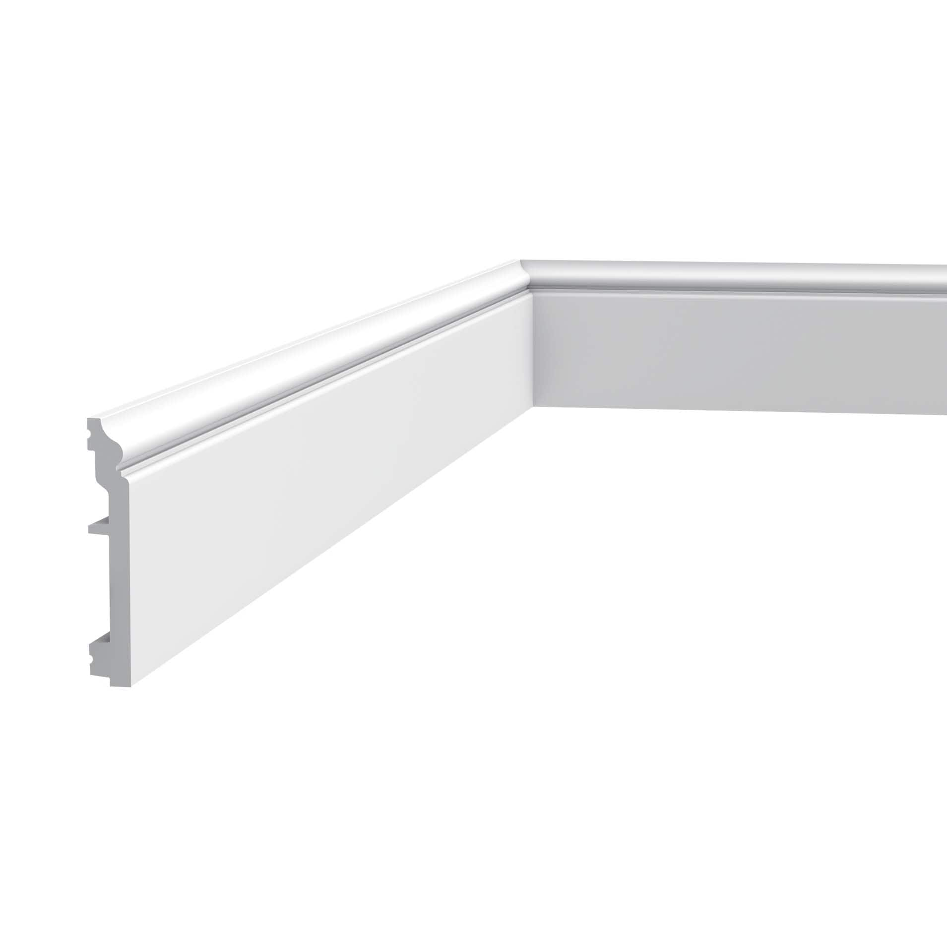 Orac Decor 5/8-in X 4-in X 6-1/2-ft Modern Primed Polystyrene Baseboard ...