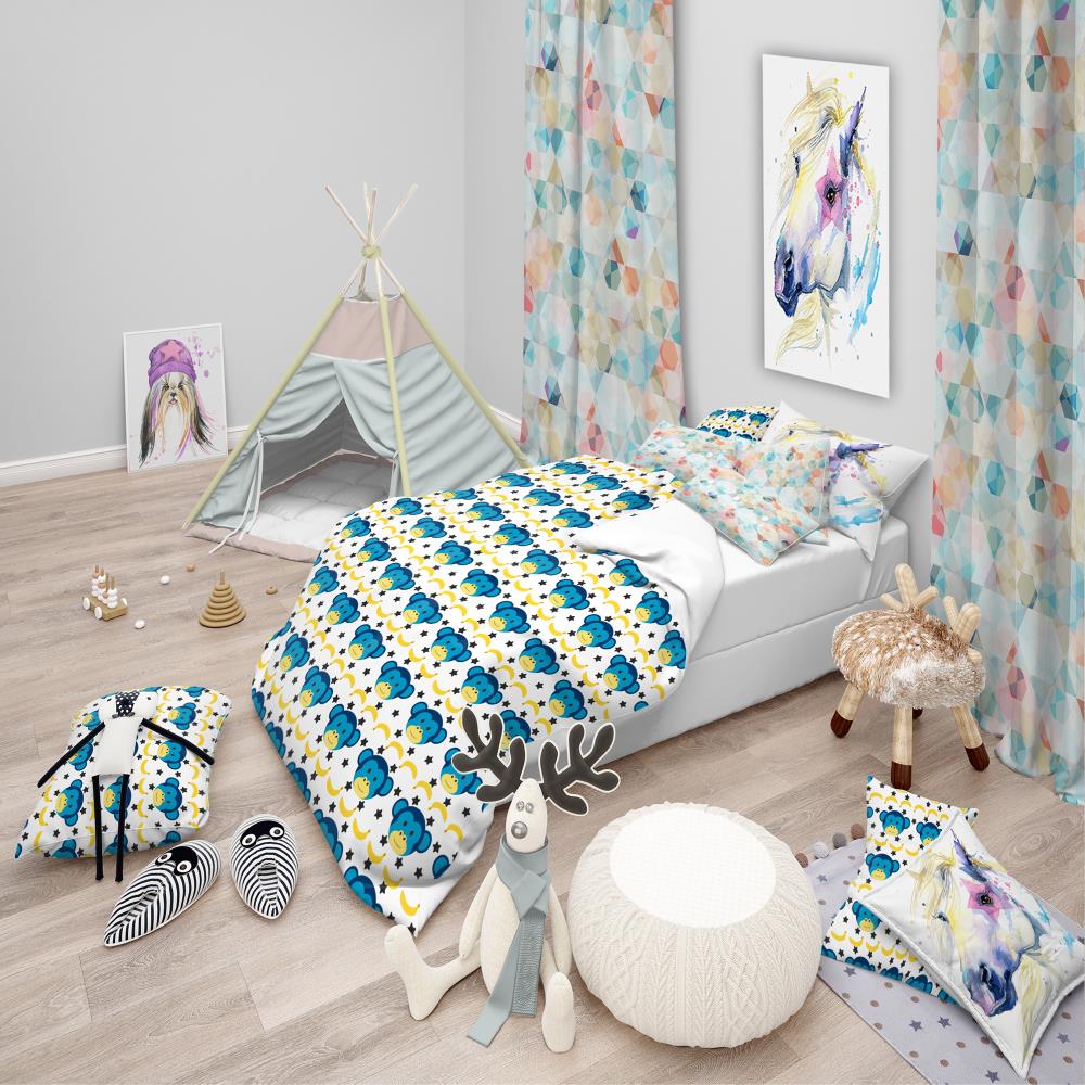 Designart BED19016-T 3 -Piece Blue Twin Duvet cover Set