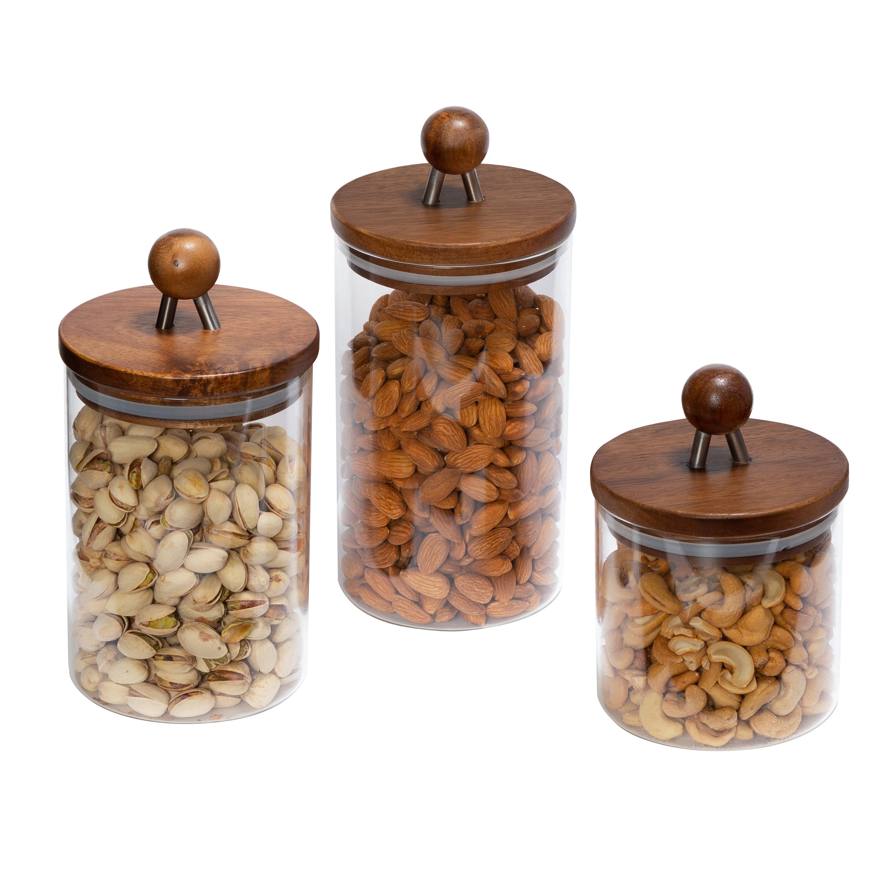Glass Jars with Bamboo Lids, Glass food storage sets with airtight black  lids, Glass Canisters Sets with Bamboo Lids, Glass Storage Containers with Black  Lids (4 Sets of 20/27/34/40oz) 