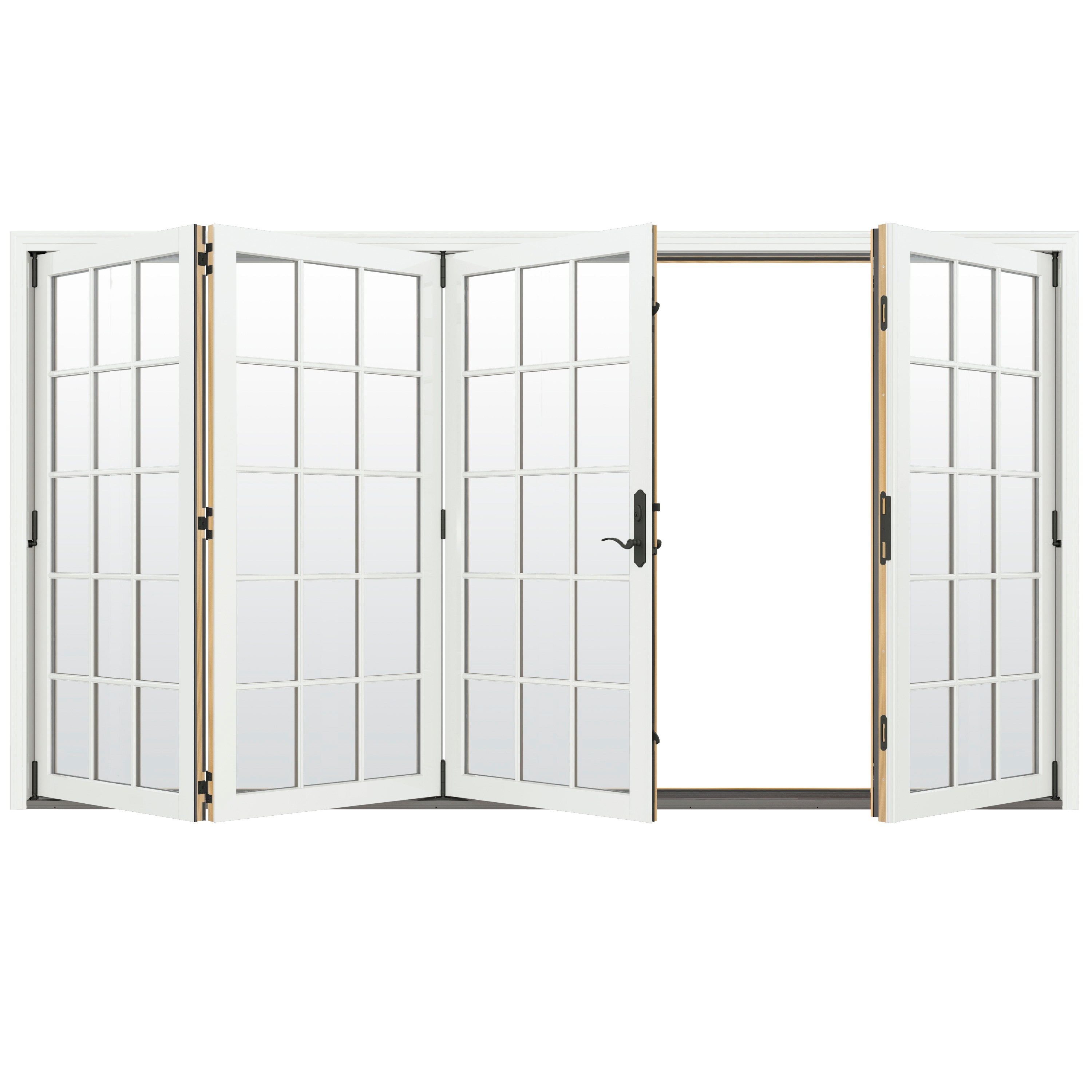 124-in x 96-in Low-e Argon Simulated Divided Light White Clad-wood Folding Left-Hand Outswing Patio Door | - JELD-WEN LOWOLJW247800136