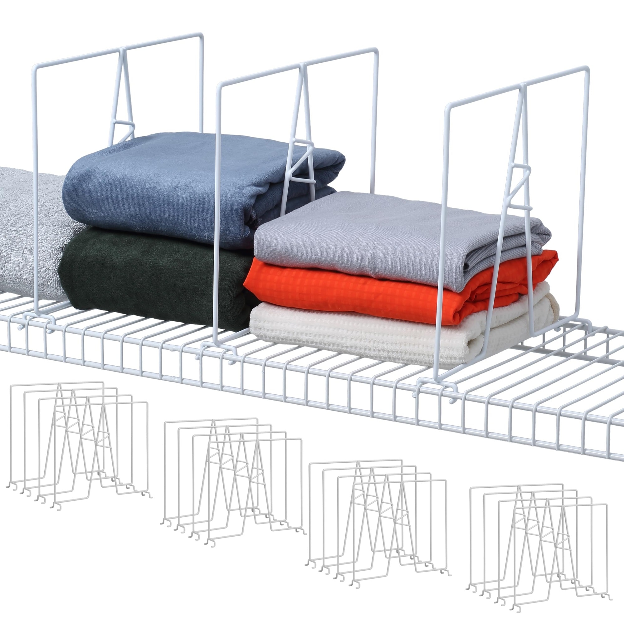 Wudkey White 8 Pack Wire Shelf Dividers for Closet Organization Metal Storage Rack Inserts No Tool Fit Wire Shelving